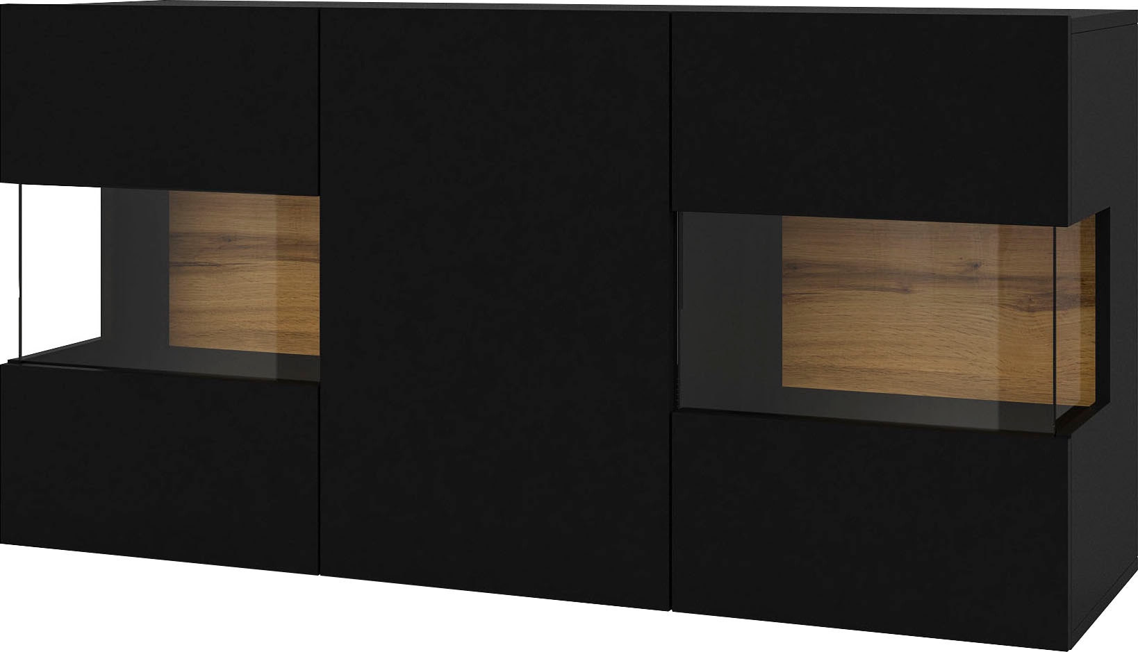 INOSIGN Sideboard »Ava, Breite 120 cm, hängend und stehend montierbar«, moderne grifflose Kommode, Anrichte, 3Türen, Eckverglasung