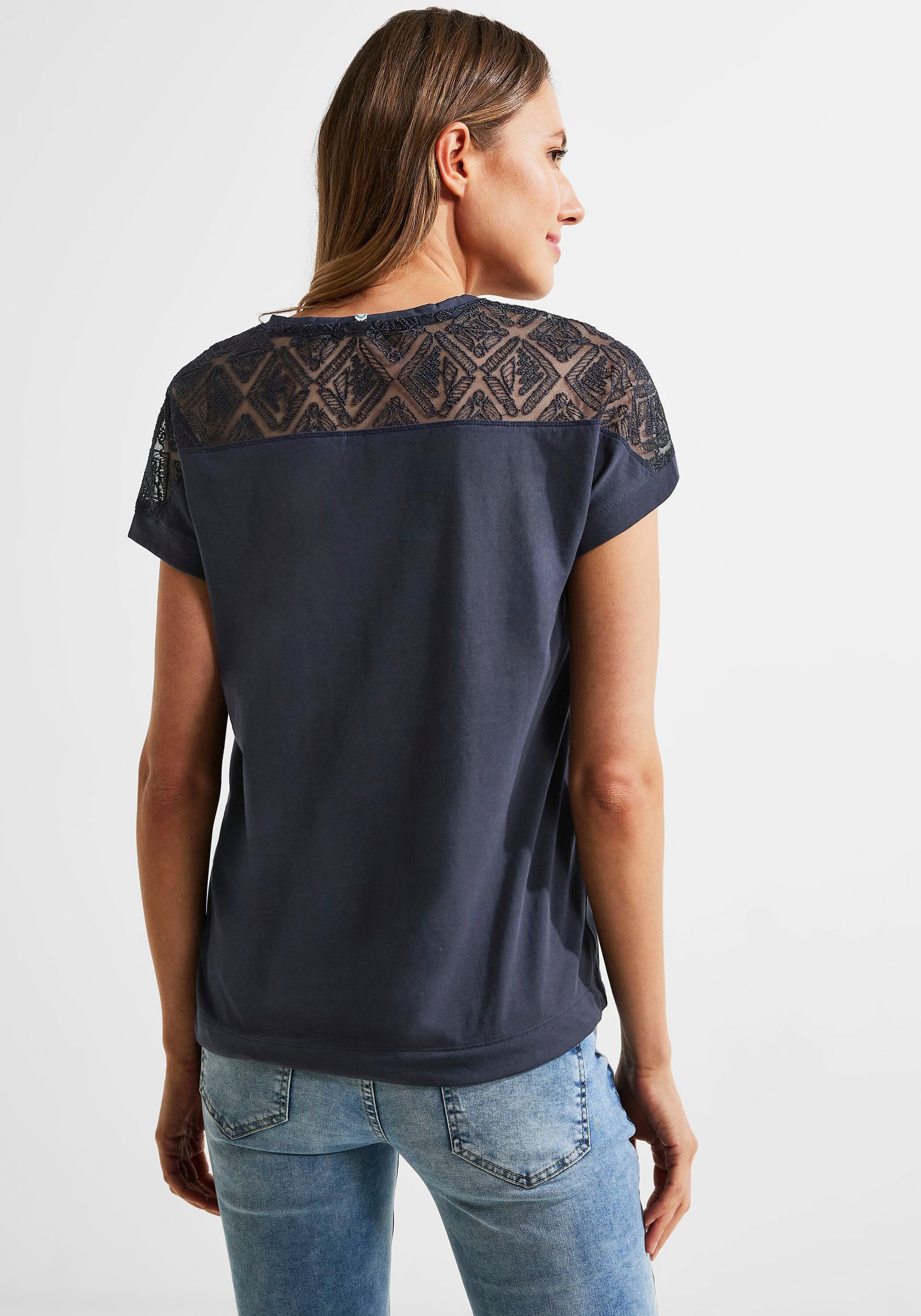 Cecil T-Shirt, mit Jelmoli-Versand abgerundetem V online -Ausschnitt Schweiz shoppen leicht bei
