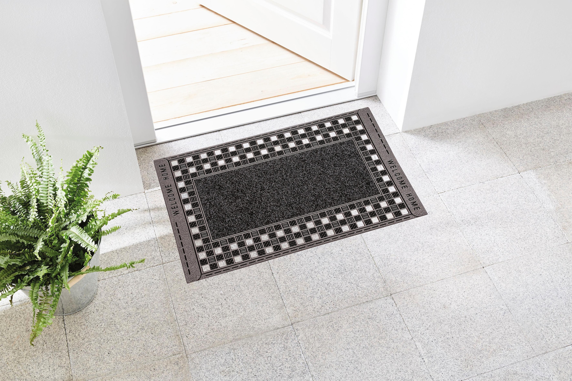 Home2Fashion Fussmatte »GC Clean Rusty XL«, rechteckig, 8 mm Höhe, Schmutzfangmatte, mit Spruch, robust, In- und Outdoor geeignet