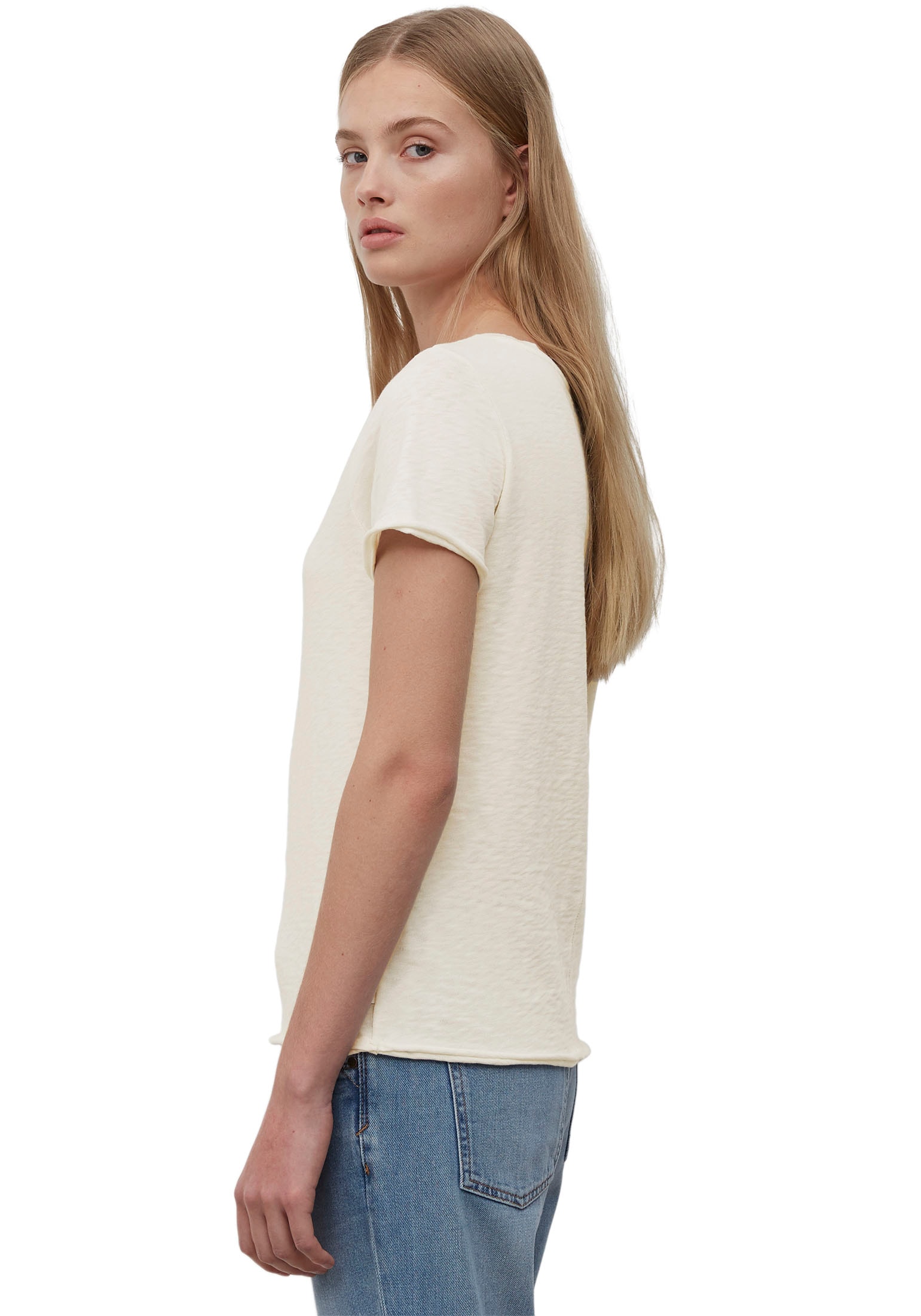 Marc O'Polo DENIM T-Shirt, mit abgerundetem V-Neck