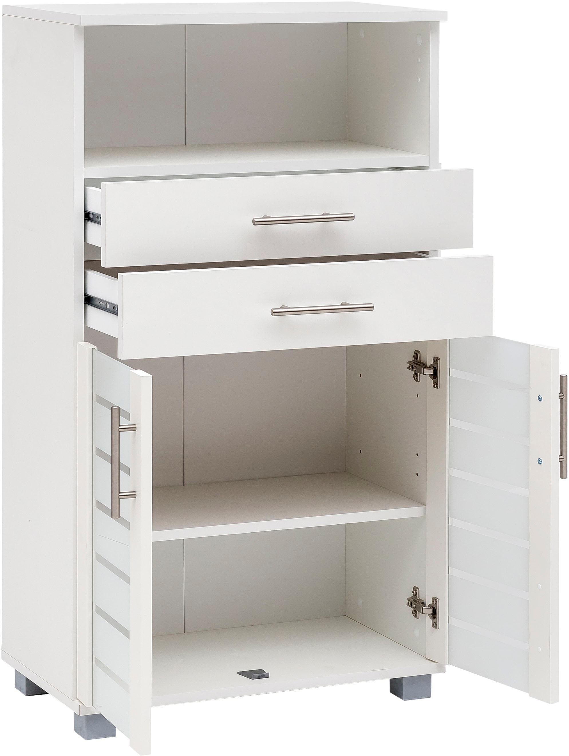 Schildmeyer Midischrank »Nikosia«, Breite 60 cm, mit Glastüren, 2 Schubladen, MDF-Fronten, Metallgriffe