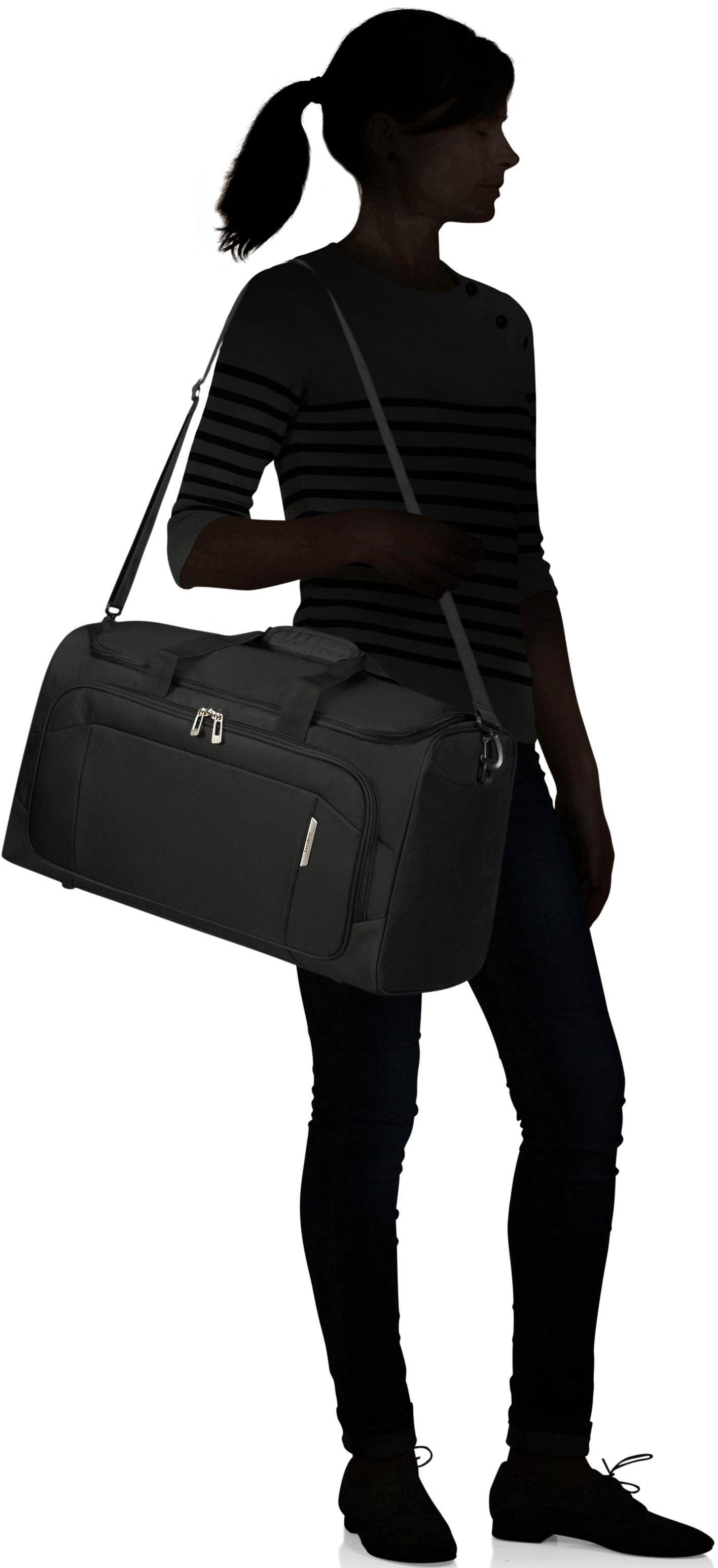 Samsonite Reisetasche »RESPARK, ozone black, 55 cm«, Handgepäcktasche Reisegepäck mit Trolley-Aufsteck-System