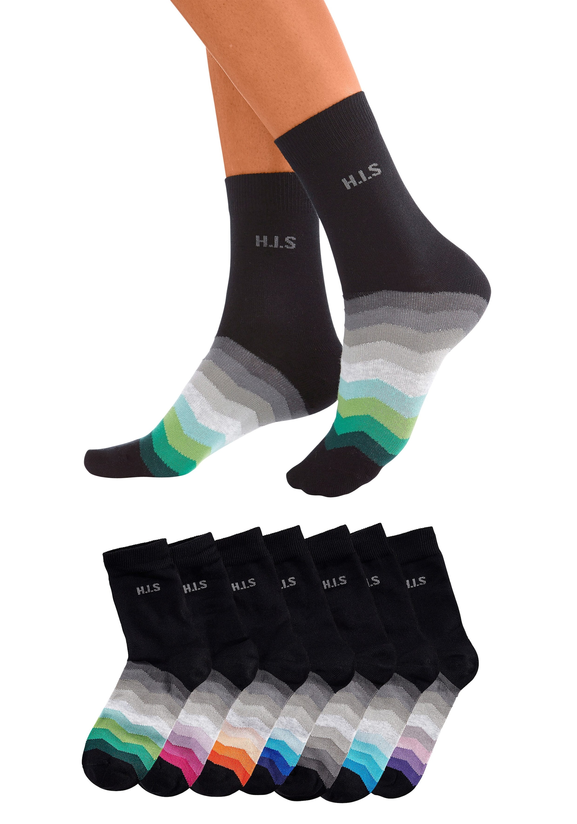 H.I.S Basicsocken, (Set, 7 Paar), mit schwarzem Schaft online kaufen bei  Jelmoli-Versand Schweiz | Lange Socken