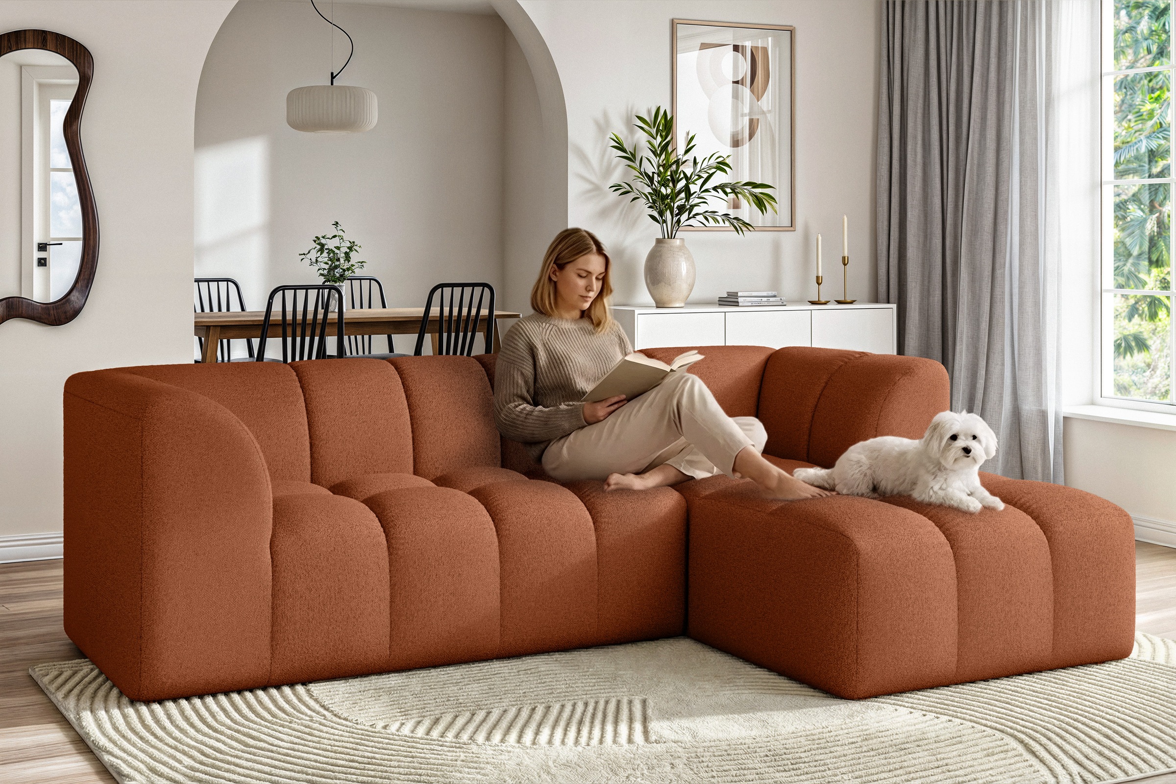 GOODproduct Ecksofa "TUURE L-Form, Verlässliche Qualität, moderne Steppung, Breite 255cm" Bubble Optik, moderne Steppung, hoher Sitzkomfort, Wellenunterfederung