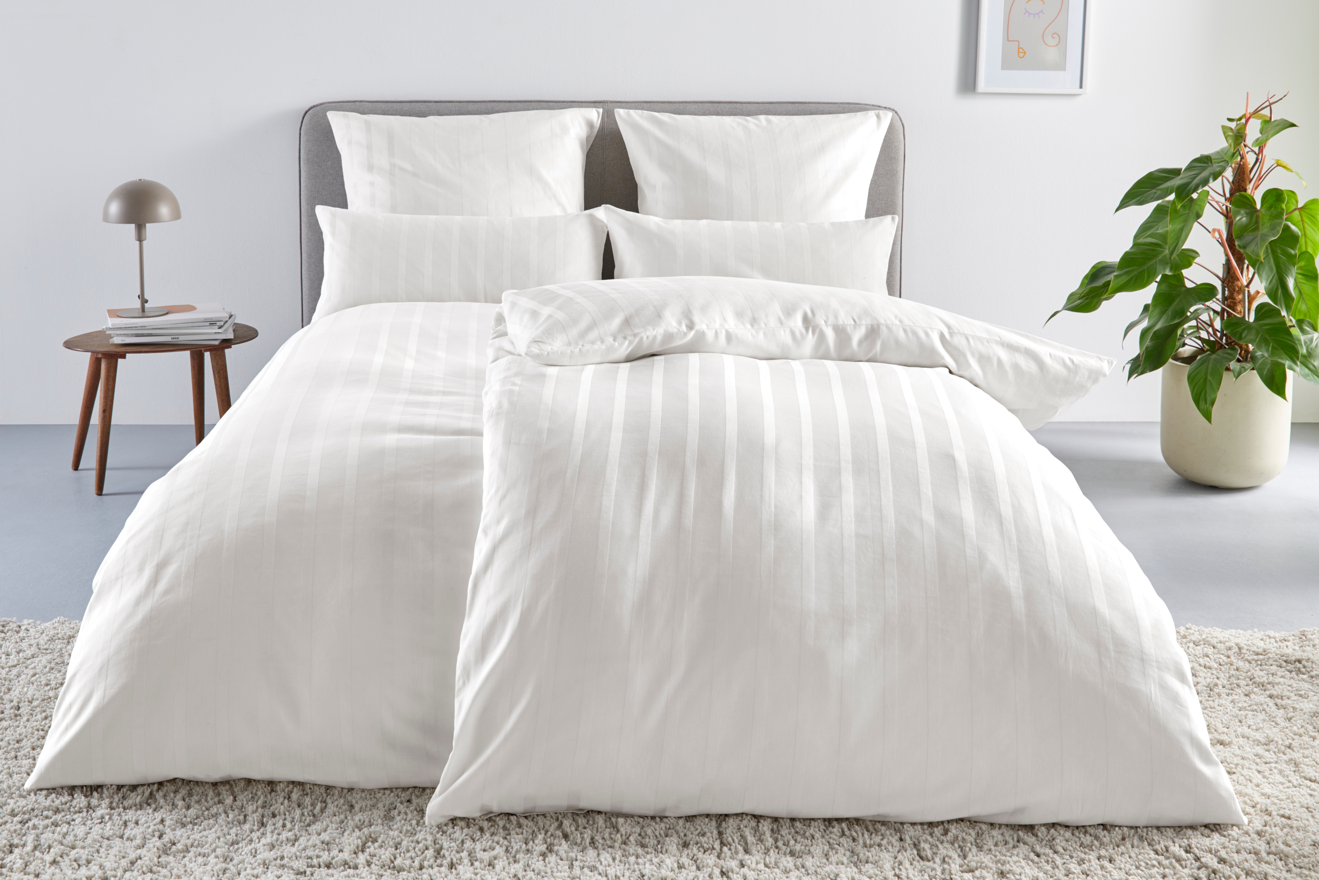 LeGer Home by Lena Gercke Bettwäsche "Leonore" 2 Stk. tlg. Mako-Satin Streifen aus 100% Baumwolle, Grösse ab 135x200 cm