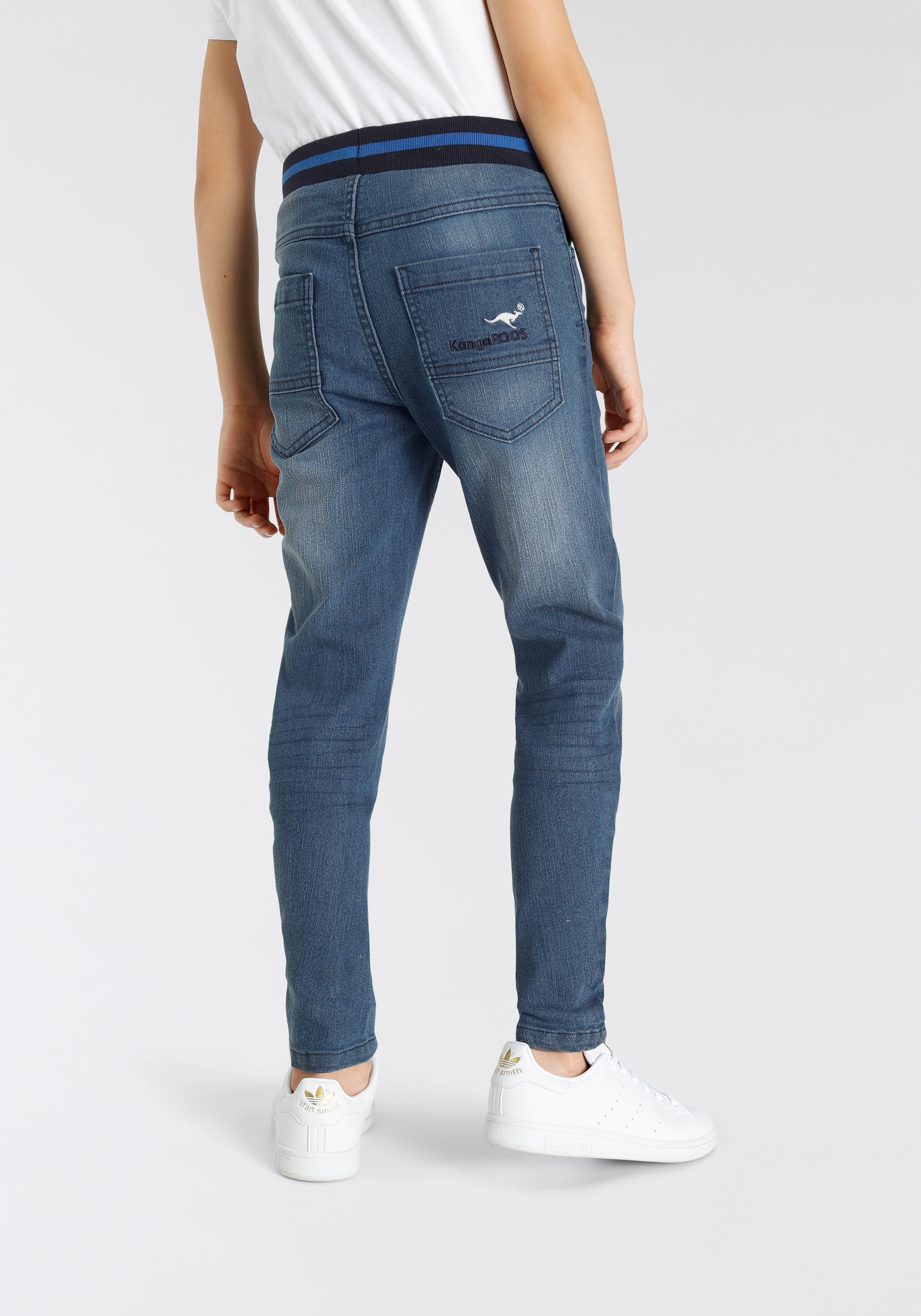 KangaROOS Schlupfjeans », Stretch-Jeans mit schmalem Bein für Jungen«, schmale Beinform, Used-Waschung, komfortable Leibhöhe