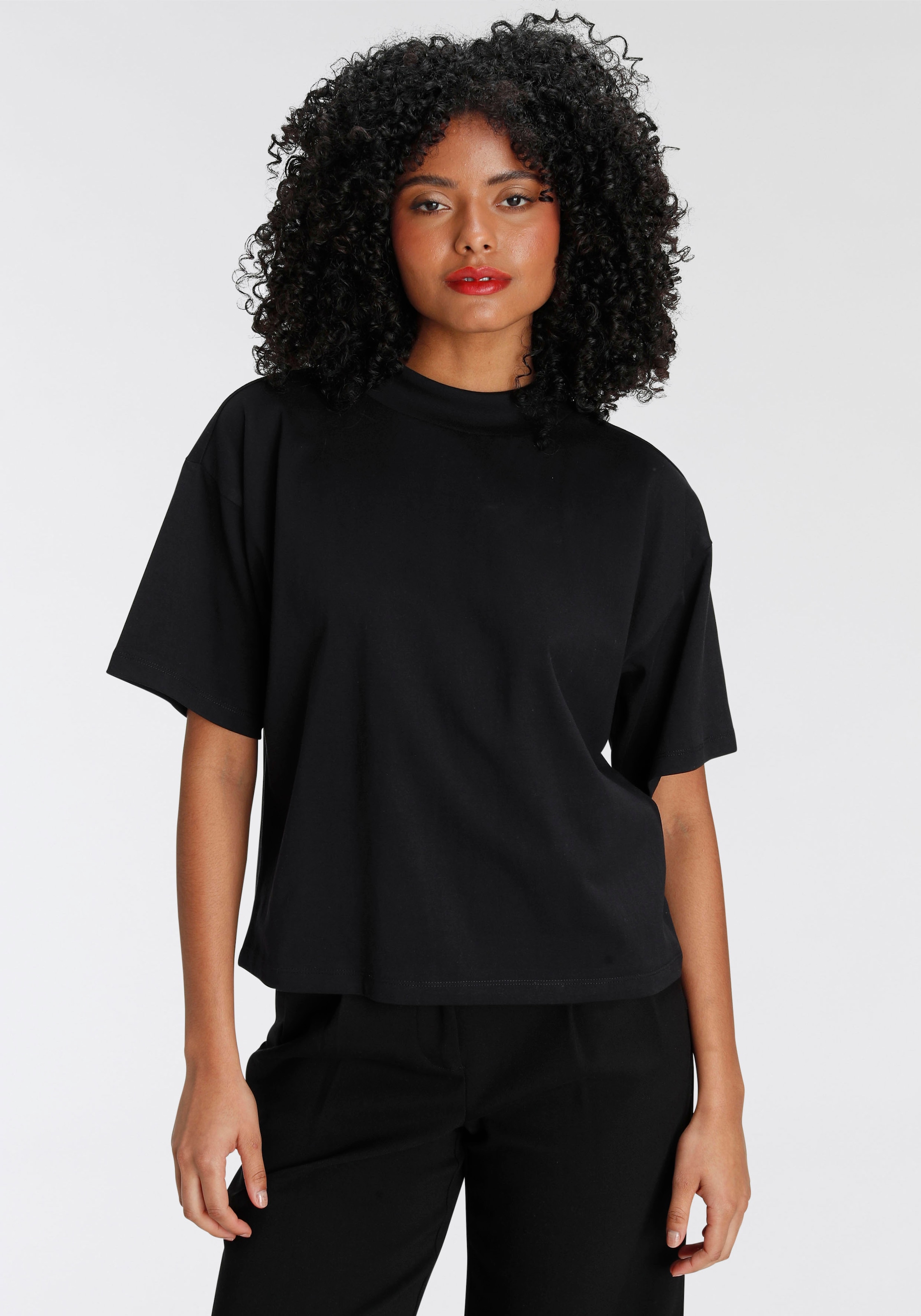 Jelmoli-Versand mit Rippen-Rundhalsausschnitt Schweiz Oversize-Shirt, breitem AJC kaufen modisch bei online