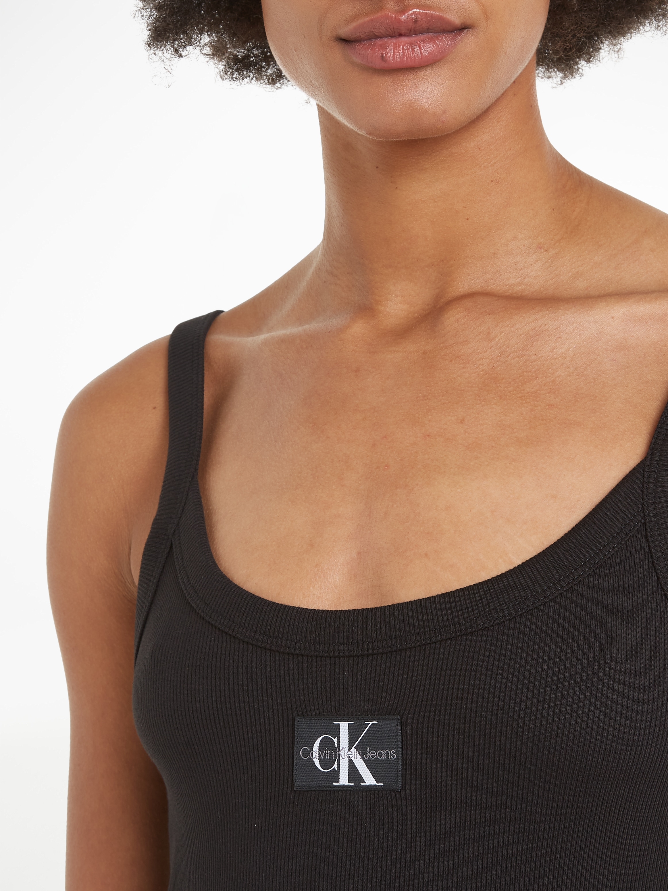 Calvin Klein Jeans Trägerkleid »WOVEN LABEL RIB TANK DRESS«, mit Logopatch