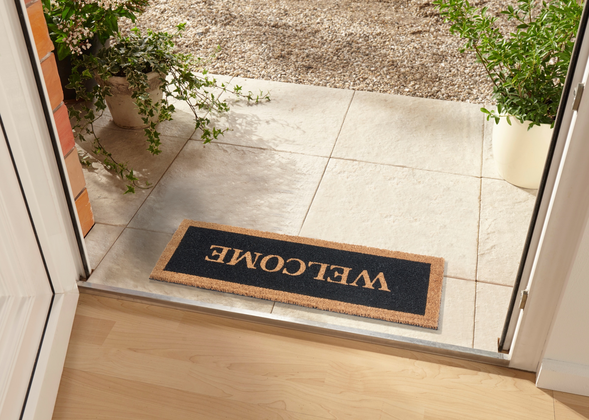 HANSE Home Fussmatte »Mix Mats Kokos Welcome Border, Türmatte«, rechteckig, 15 mm Höhe, Kokos, Schmutzfangmatte, Outdoor, Rutschfest, Innen, Kokosmatte, Flur