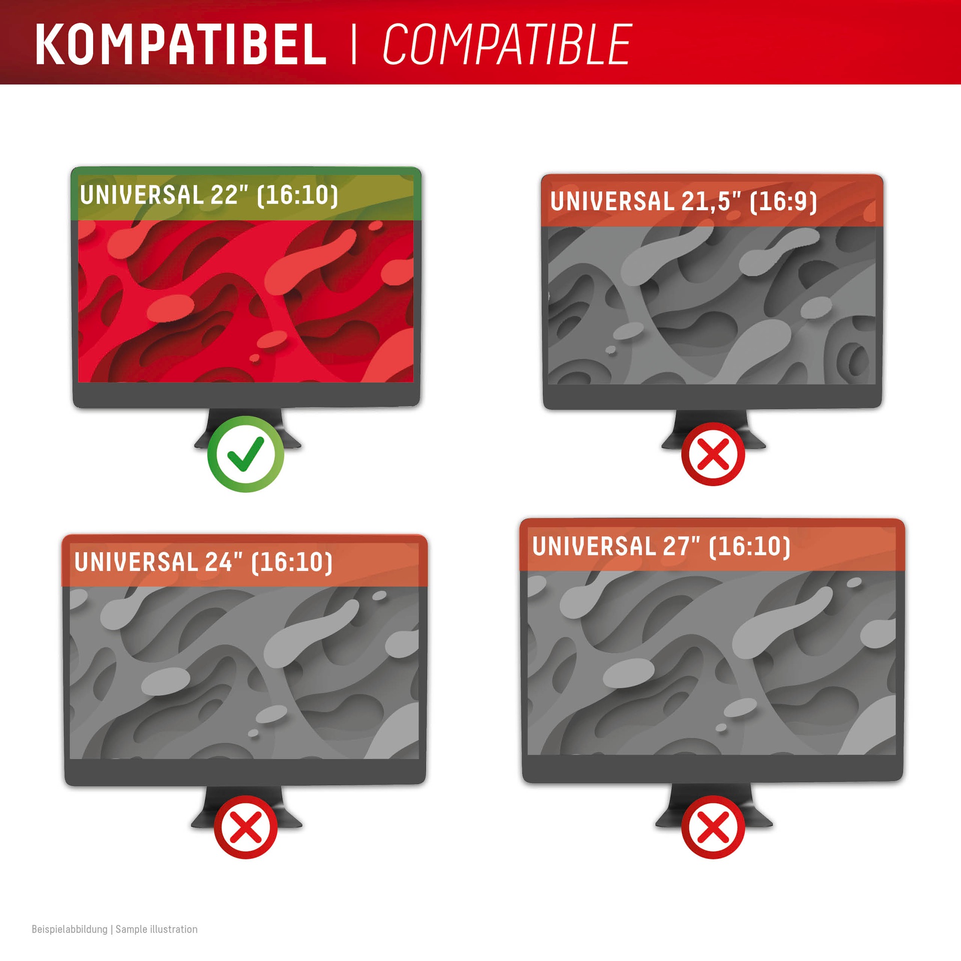 Displex Displayschutzfolie »Privacy Safe Blickschutzfilter«, für Universell für Monitore mit 22 (16:10), Blickschutzfolie, Schutzfolie, Bildschirmschutz, kratz- & stossfest