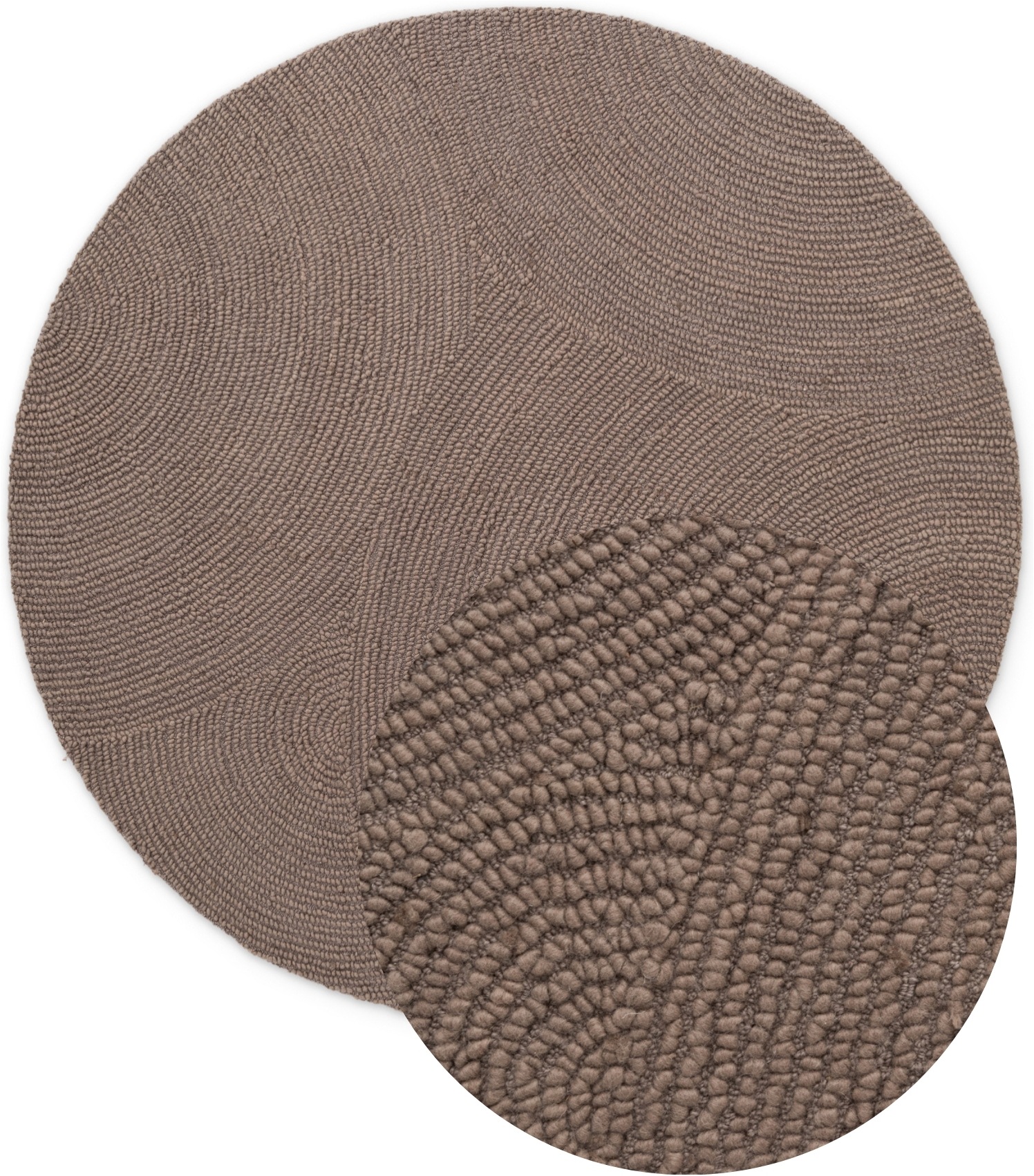 THE RUGS Eleni Wool Rug Hand Tufted Wool Geometric Area Rug Scandinavian Style in Brown | Size: 150cm diameter