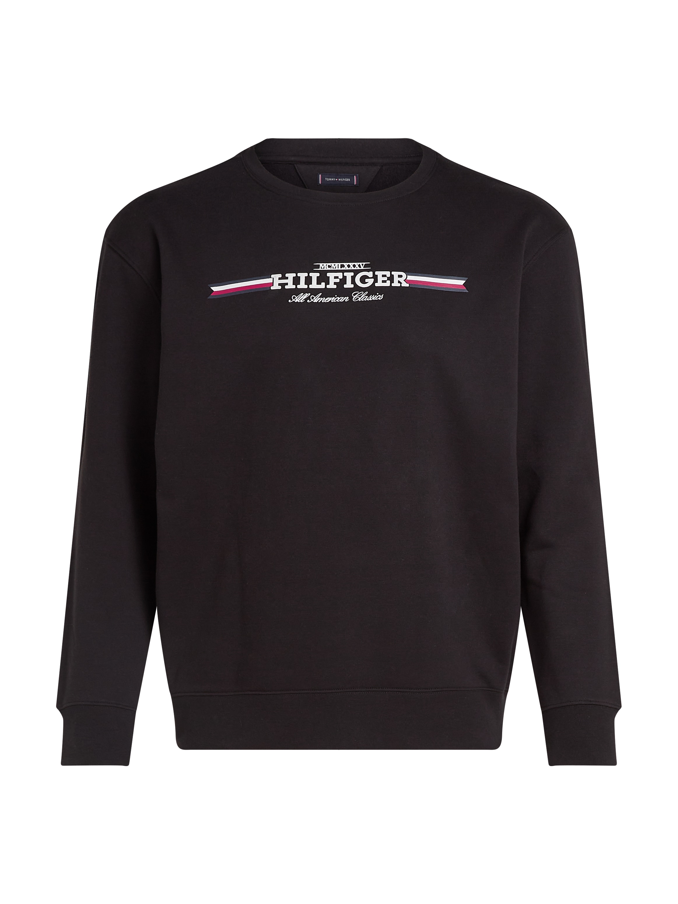 Tommy Hilfiger Big & Tall Sweatshirt »BT-HILFIGER STRIPE SWEATSHIRT-B«, in Grossen Grössen, Aufdruck in der Brustmitte