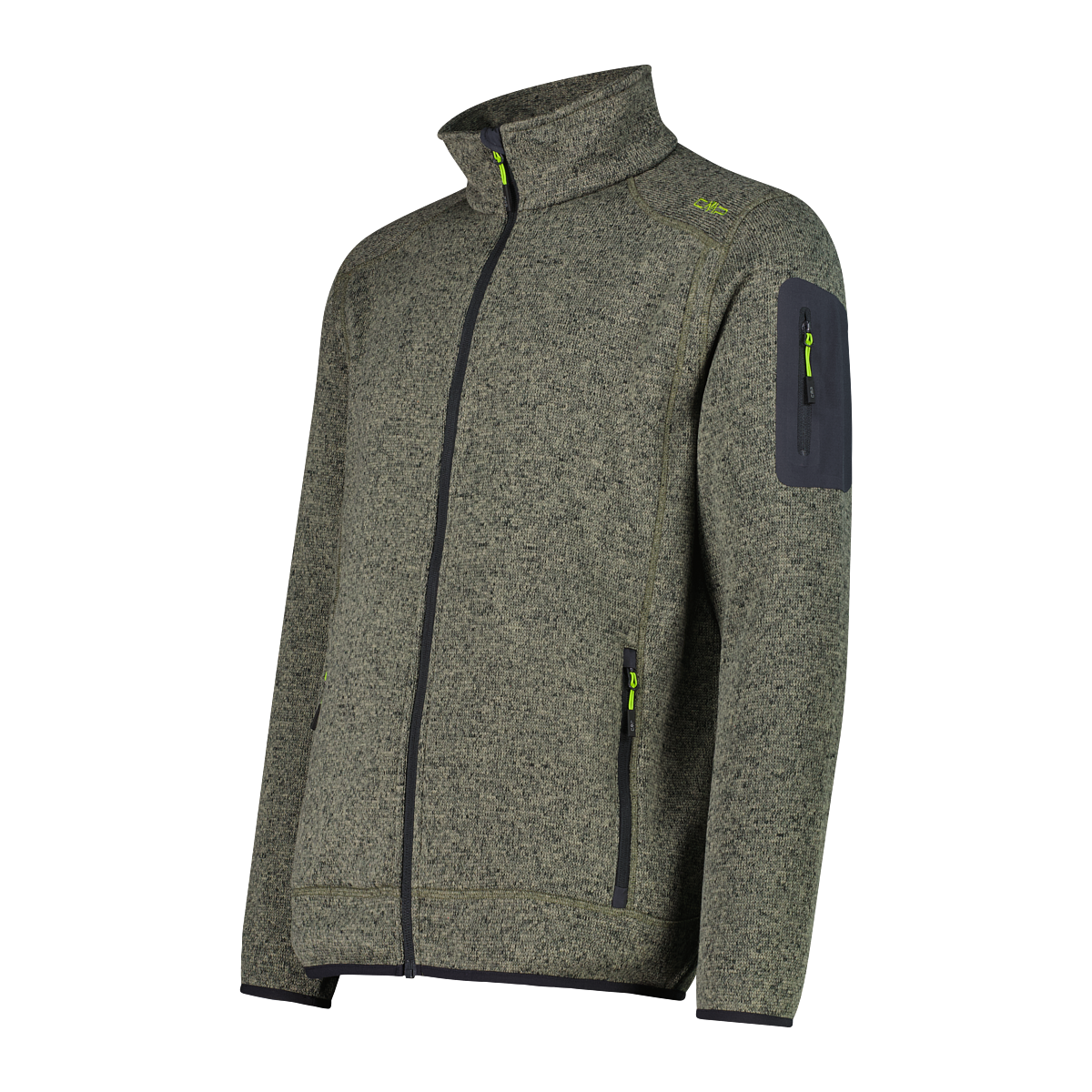 Cmp, Herren, CMP »MAN JACKET« ohne Kapuze sportlicher Stil, atmungsaktiv, schnell trocknend, wärmend, sage, nero, 56, STRICKFLEECEJACKE von CMP