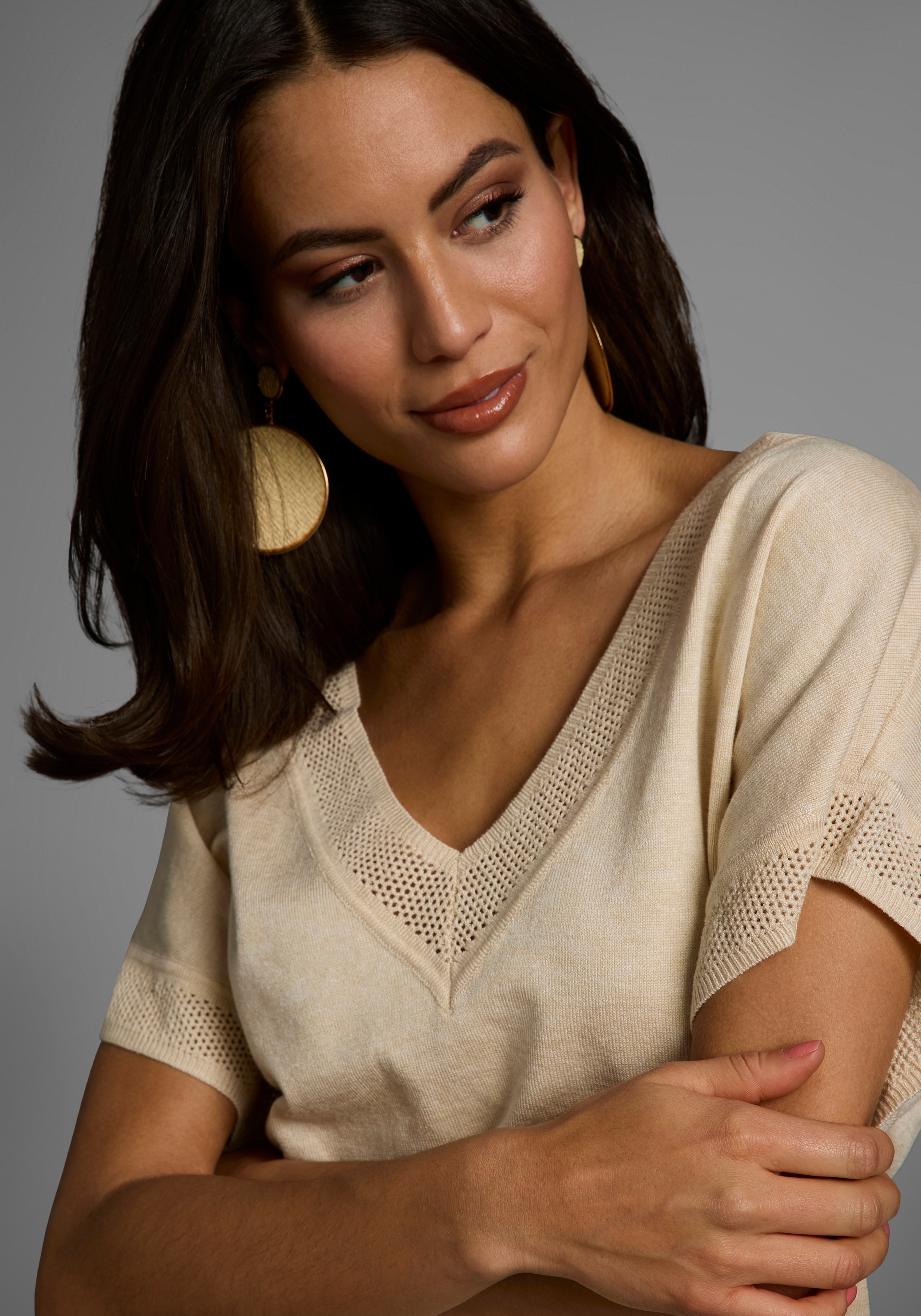 Laura Scott Kurzarmpullover, mit sommerlichem Ajourmuster - NEUE KOLLEKTION
