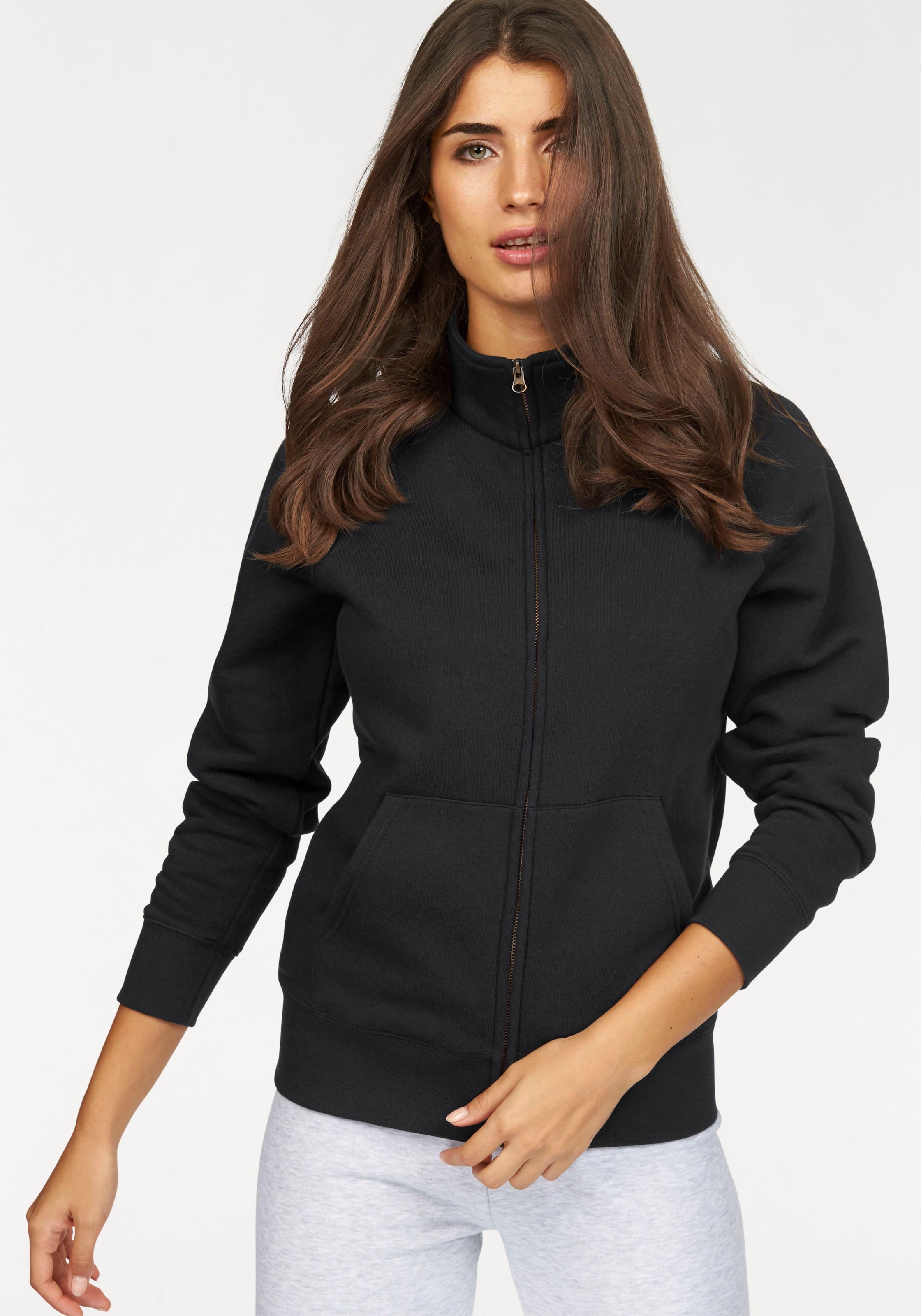 Fruit Of The Loom, Unisex, Fruit of the Loom Sweatjacke »Lady-Fit Premium Sweat Jacket« mit Reissverschluss, schwarz, XL (42), Sweatjacke für Unisex 