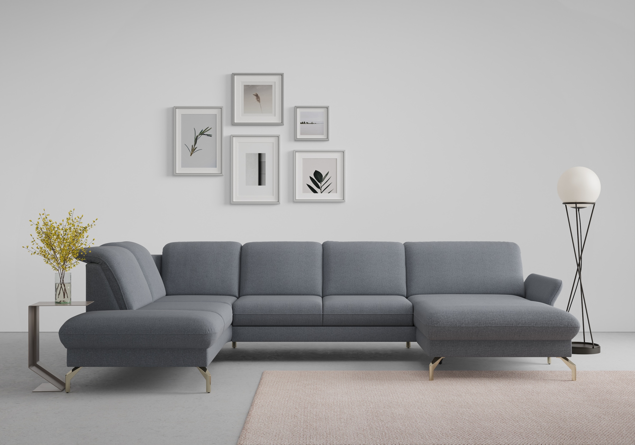 sit&more Wohnlandschaft "Fashion U-Form" wahlweise mit Kopfteilverstellung, Vorziehsitz, motorisch, Nickelfüsse