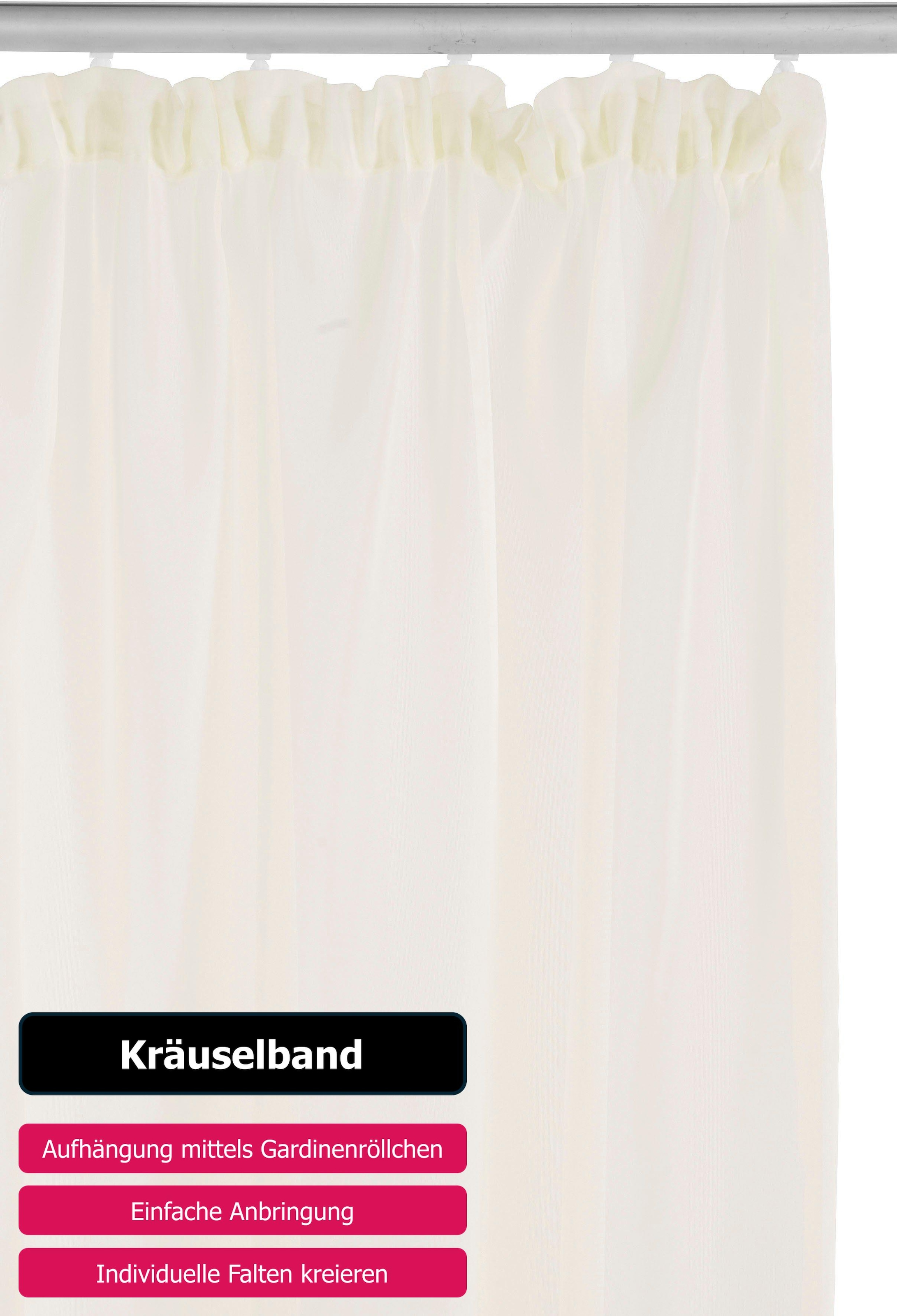 my home Gardine »XANA mit Ösen, Kräuselband oder Schlaufen«, (1 St.)