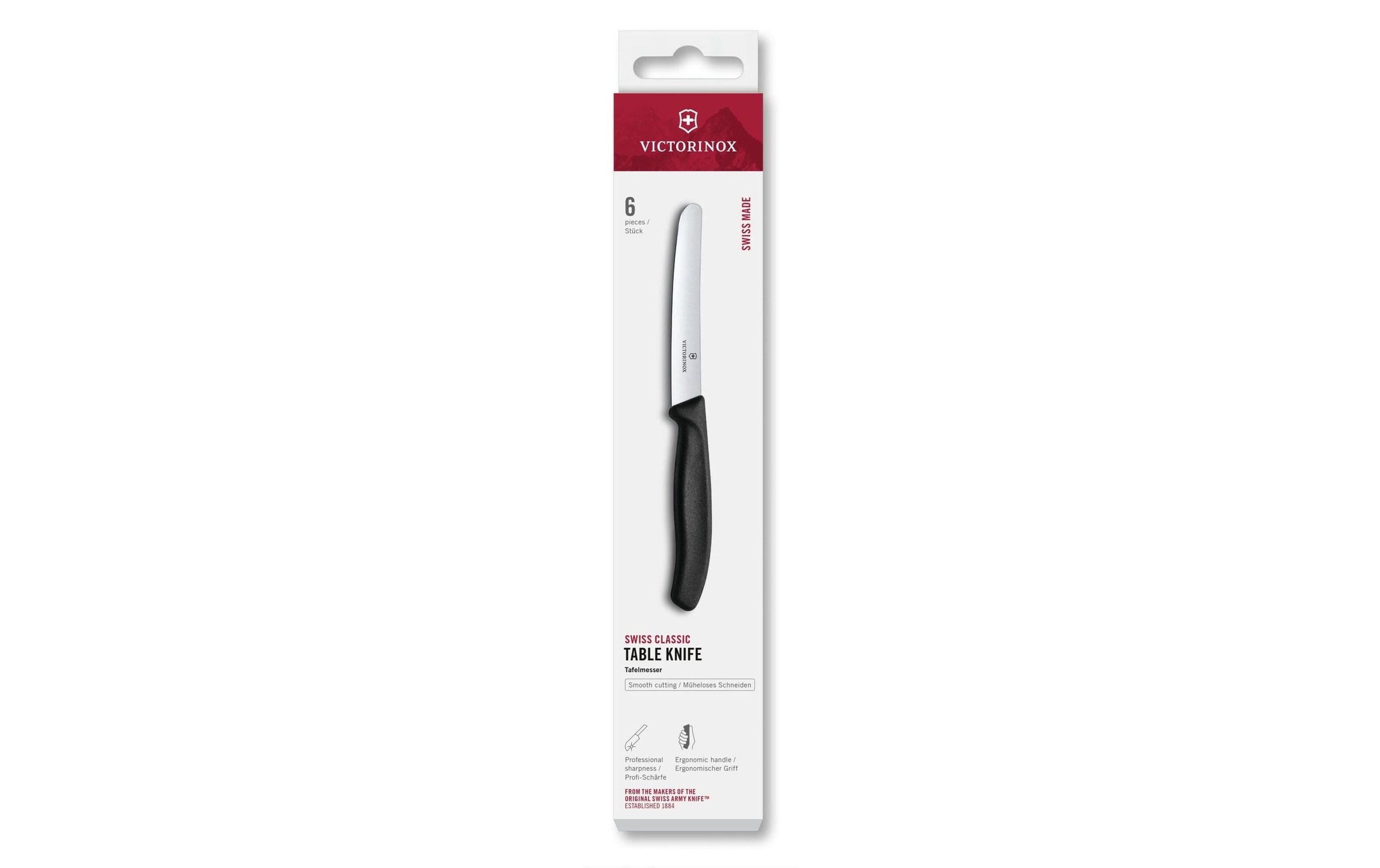 Victorinox Swiss Classic Black 11cm Straight 6 Piece Table Knife Box Set