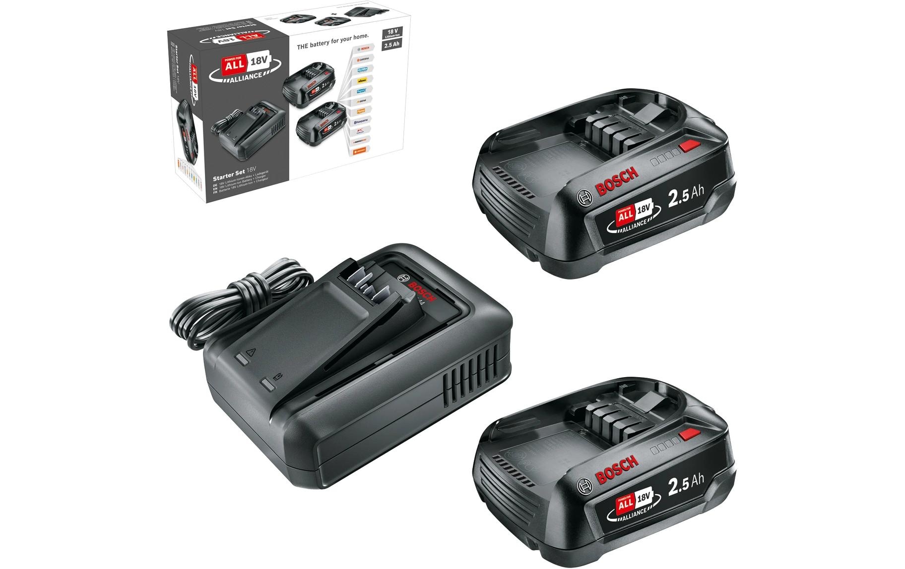 BOSCH Akku »Starterset 18 V, 2 x 2,5 Ah + AL 18 V-44«, 18,0 V