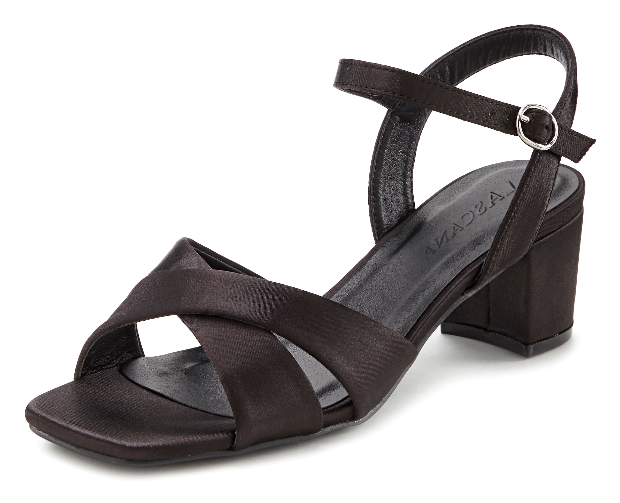 LASCANA Sandalette, Sandale, Sommerschuh mit kleinem Blockabsatz,leichte Karree Form VEGAN