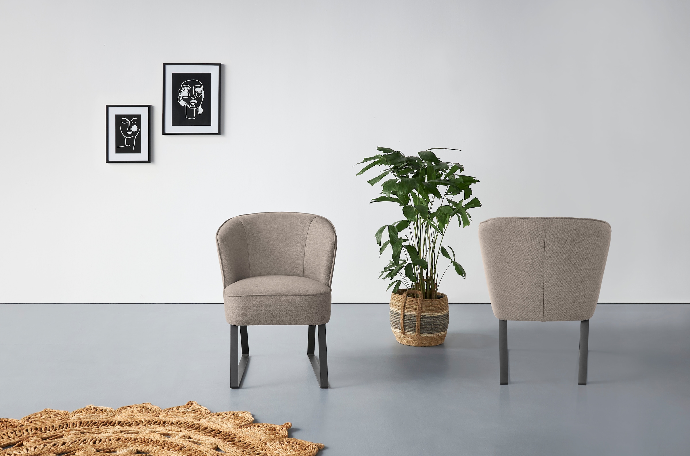 exxpo - sofa fashion Sessel »Americano, Loungesessel«, mit Keder und Metallfüssen, Bezug in verschiedenen Qualitäten, 1 Stck.