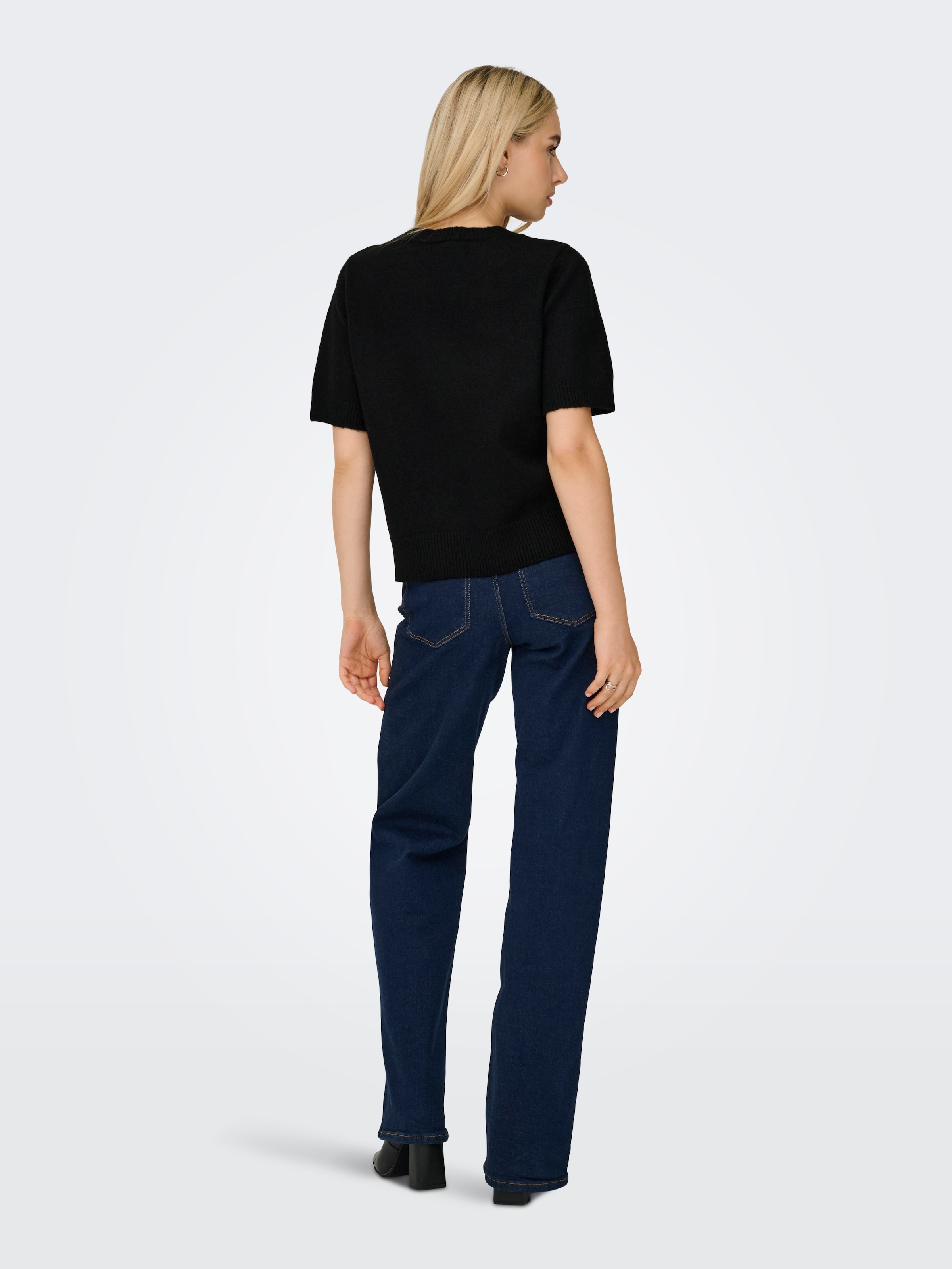 ONLY Kurzarmpullover »ONLABBY LIFE SS BLING TOP O-NECK KNT«