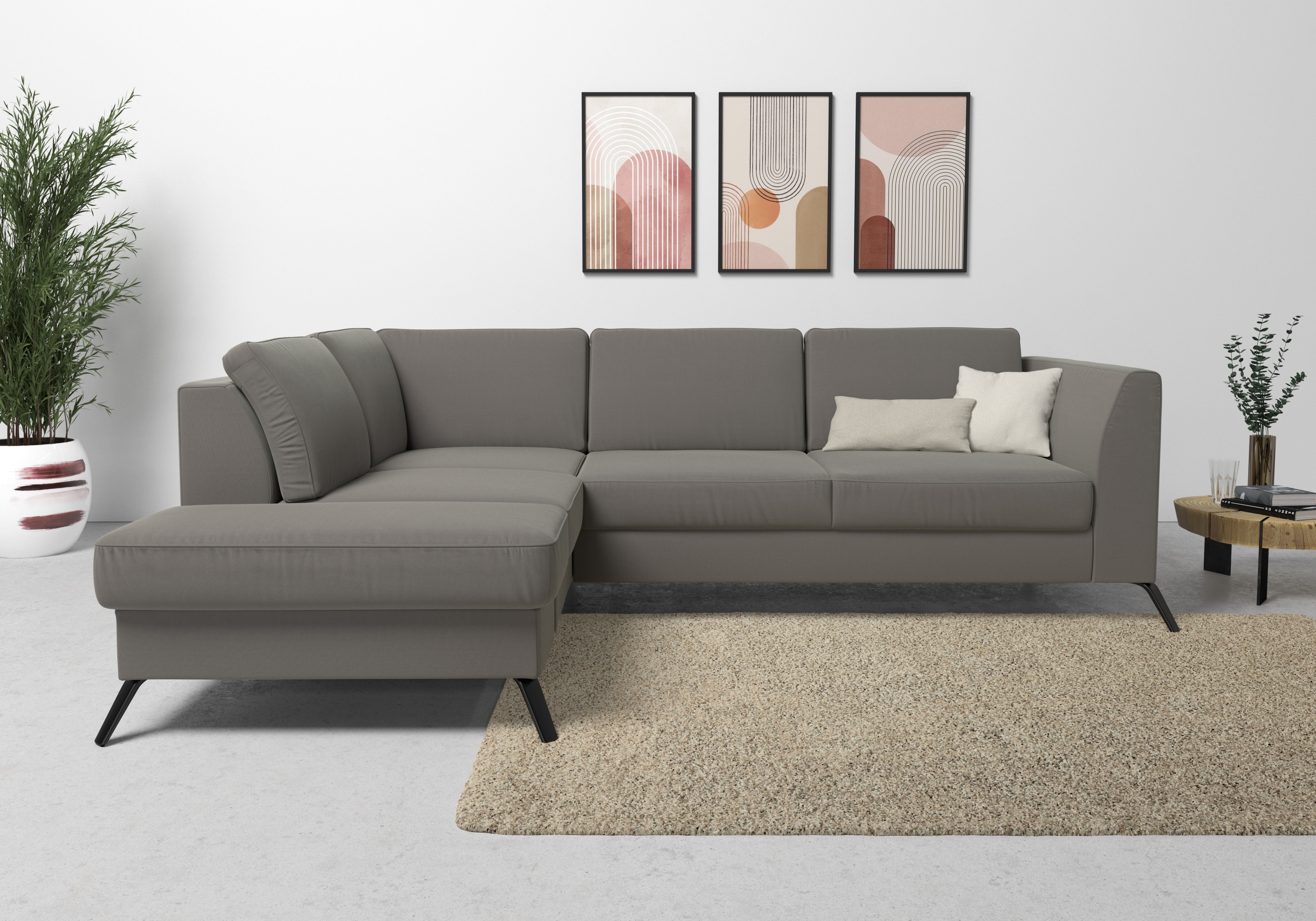 sit&more Ecksofa "Olsen L-Form" inklusive Sitztiefenverstellung, wahlweise mit Bettfunktion, 15cm hoch