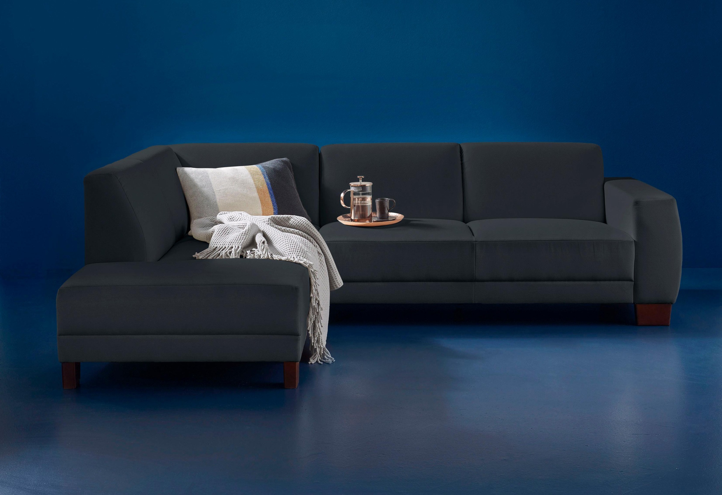 Max Winzer® Ecksofa »Boston bequem, aktuelles Design, hochwertige Verarbeitungsdetails«, in kubischer Form, Ottomane wahlweise rechts oder links