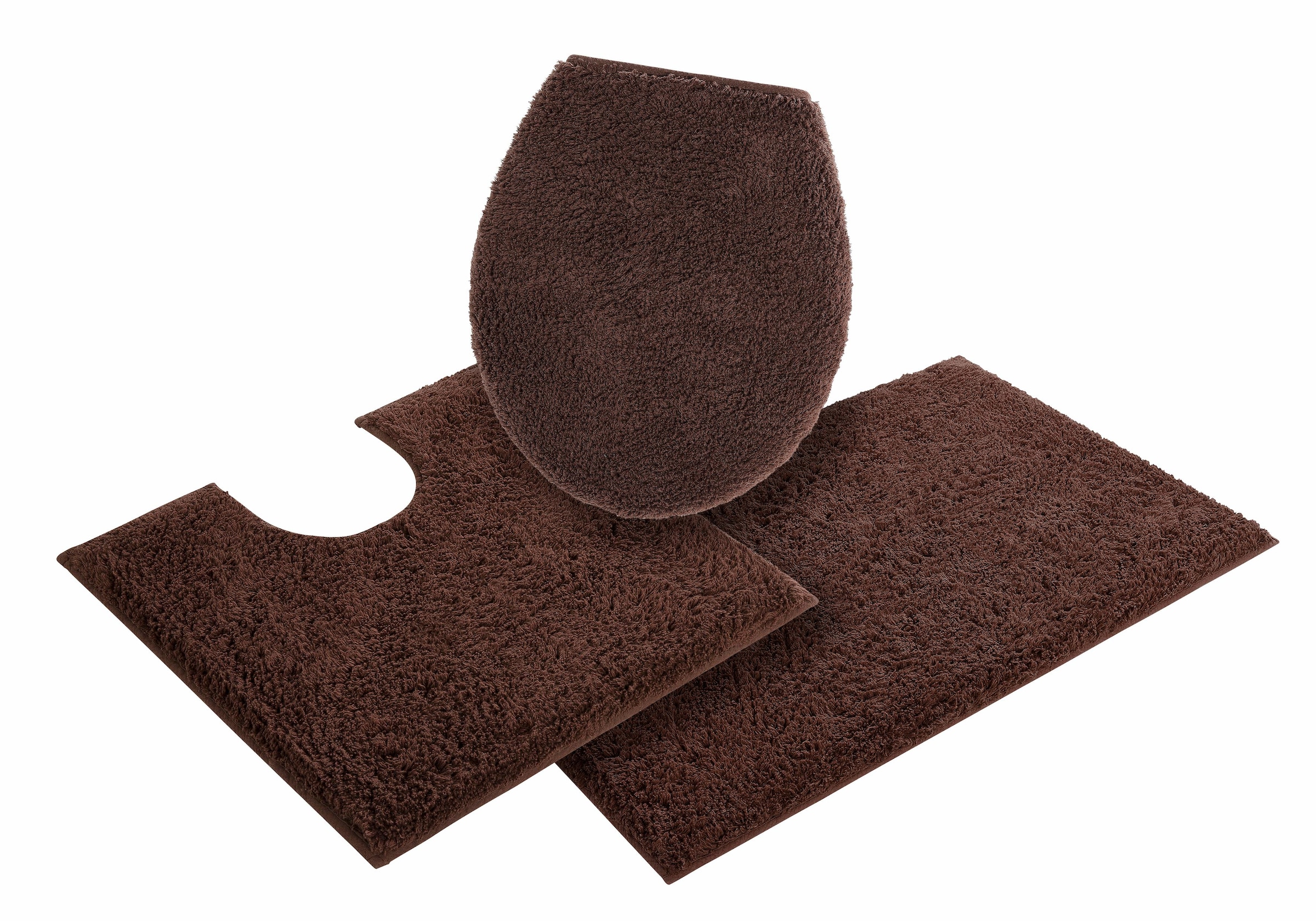 my home Badematte »Maren, Badvorleger, Badezimmer Teppich«, rutschhemmend beschichtet, fussbodenheizungsgeeignet, Bio-Baumwolle, Badteppich, Badematten auch als 3 teiliges Set