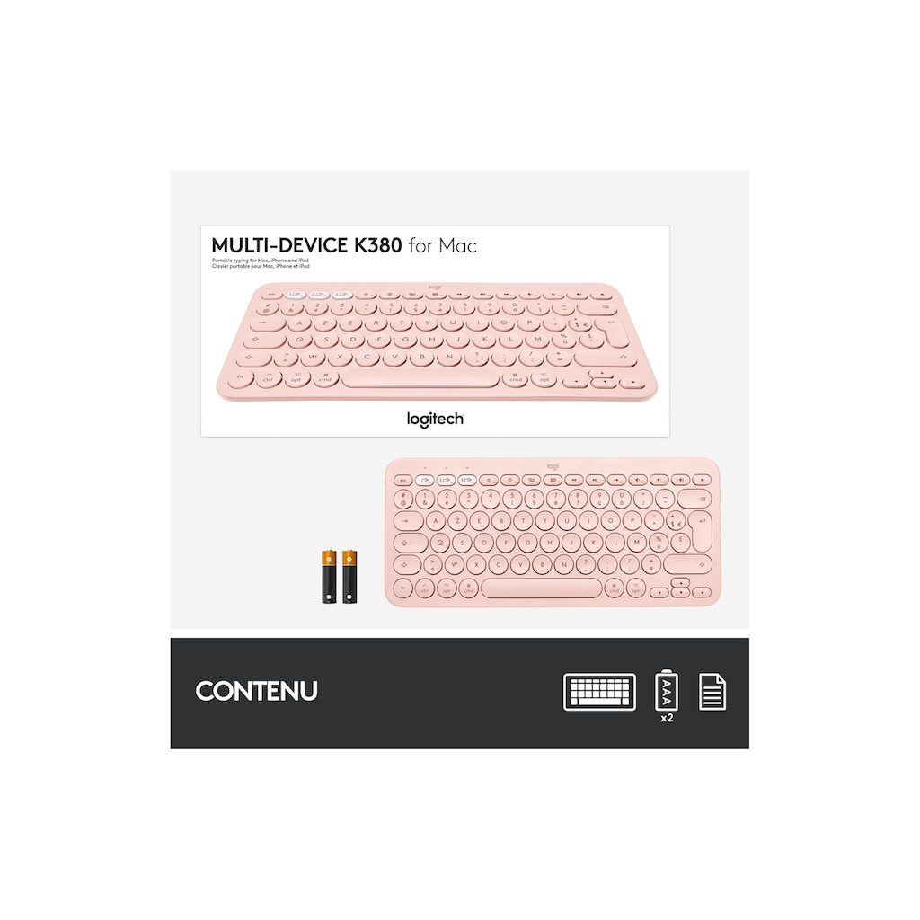 Logitech Wireless-Tastatur »K380 for Mac Multi-Device Rosa«