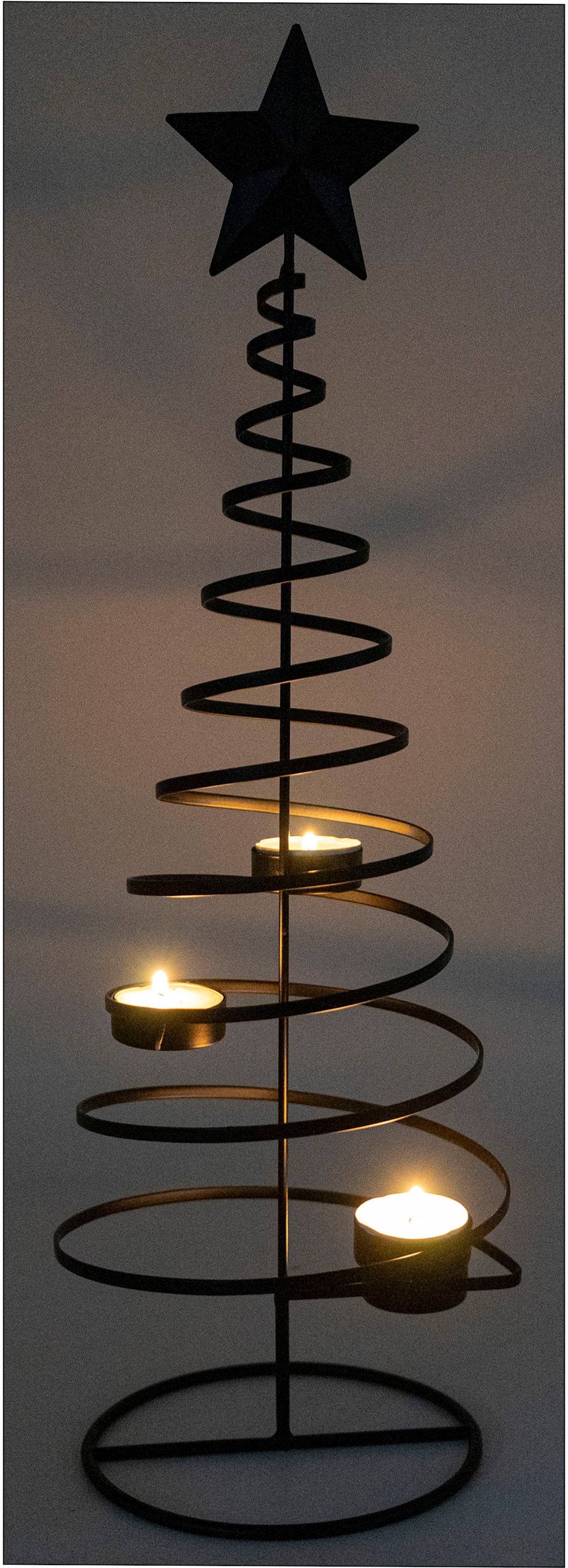 NOOR LIVING Kerzenhalter »Teelichthalter BAUM, aus Metall, mit Stern-Spitze«, (1 St.), 4-flammig, Advendsleuchter, Höhe ca. 51 cm