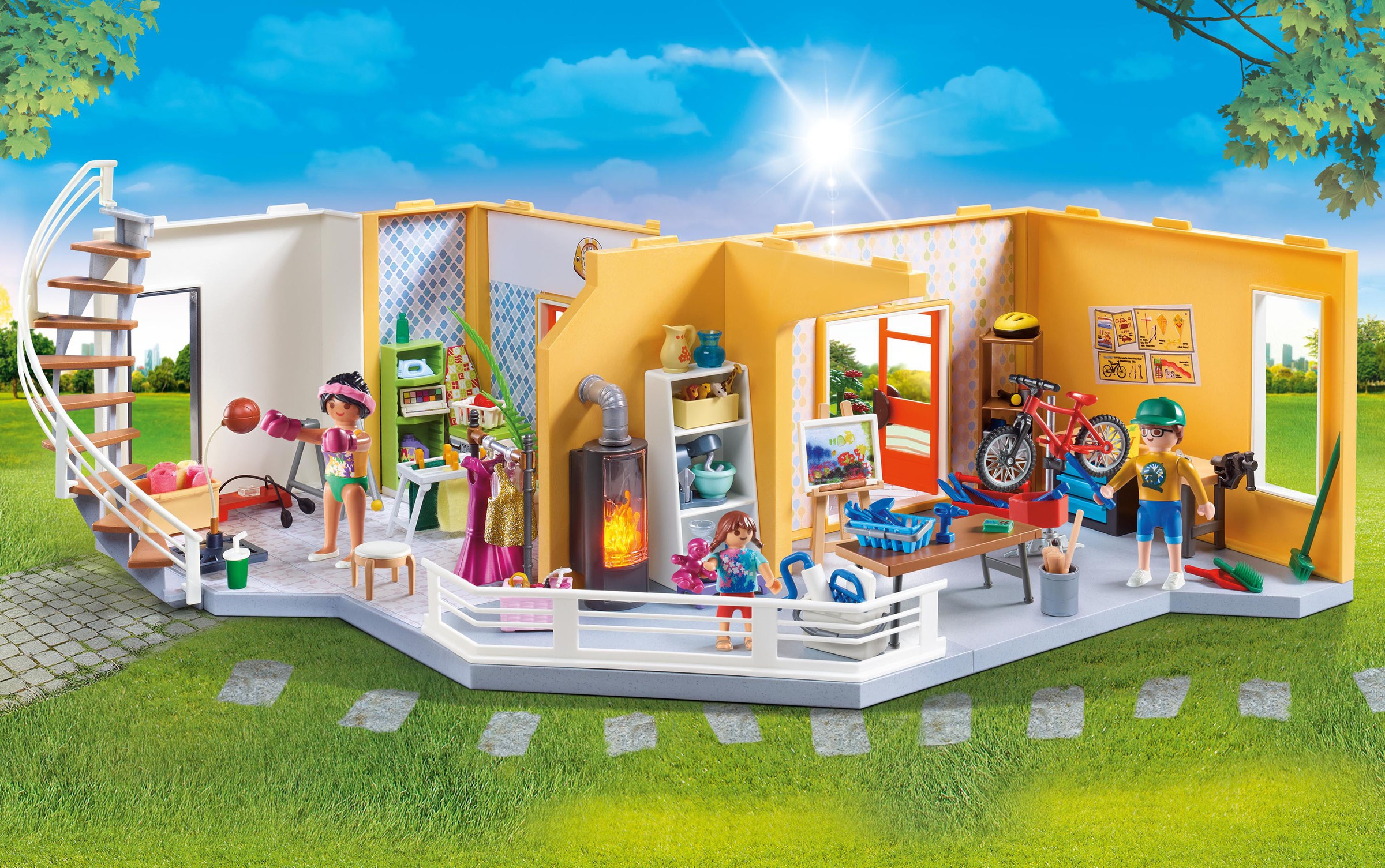 Playmobil® Konstruktions-Spielset »Etagenerweiterung Wohnhaus (70986), City Life«, (258 St.), mit Licht, Made in Germany