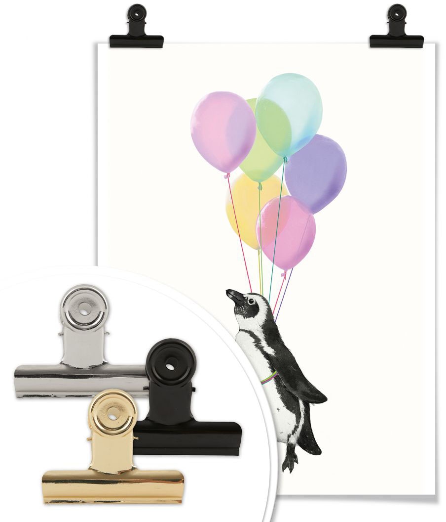 »Pinguin Poster, Poster online Wandposter Jelmoli-Versand Wall-Art Wandbild, Bild, shoppen (1 | Luftballon«, Tiere, St.),