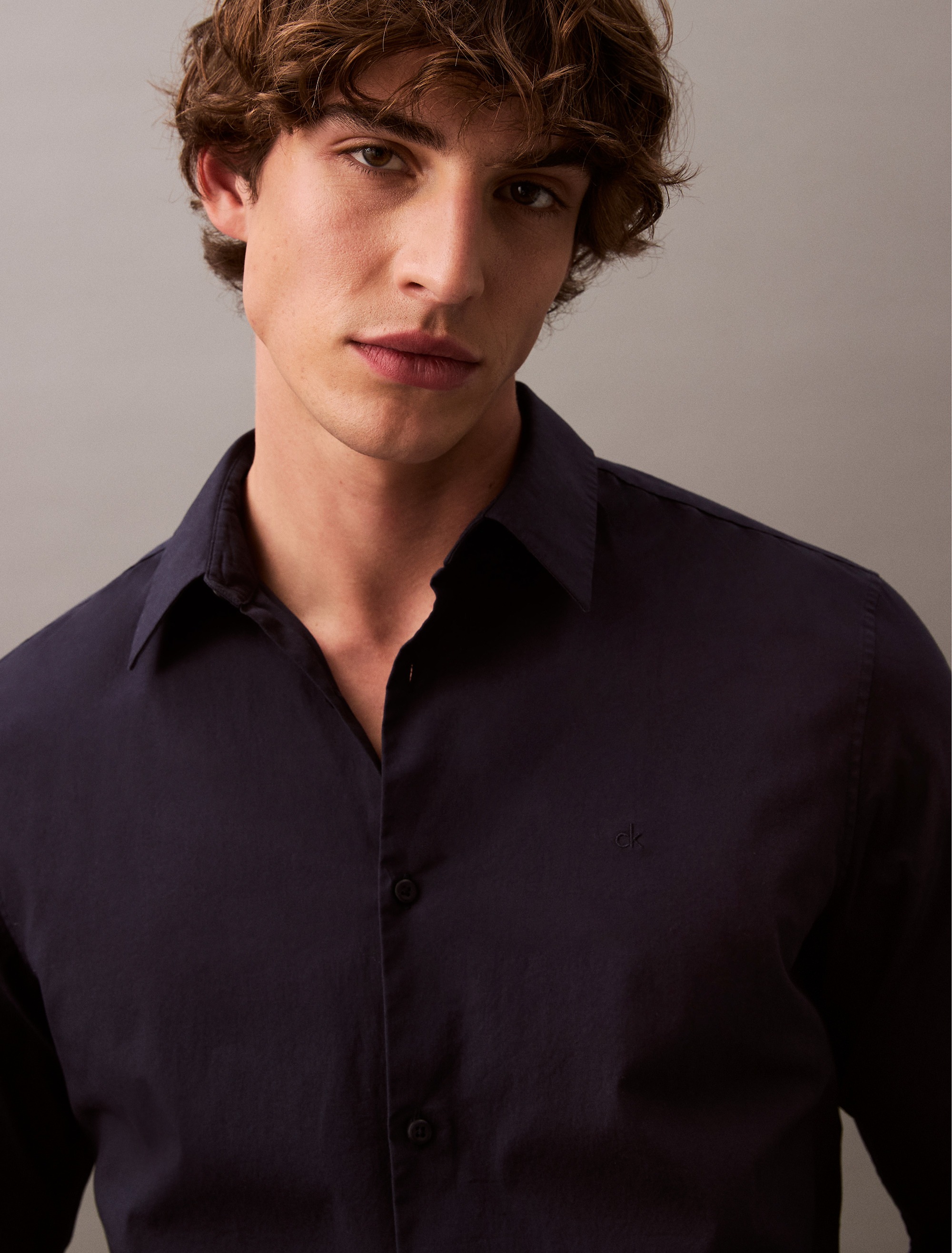 Calvin Klein Langarmhemd »LONG SLEEVE SOLID STRETCH SLIM SHIRT«, in Unifarbe