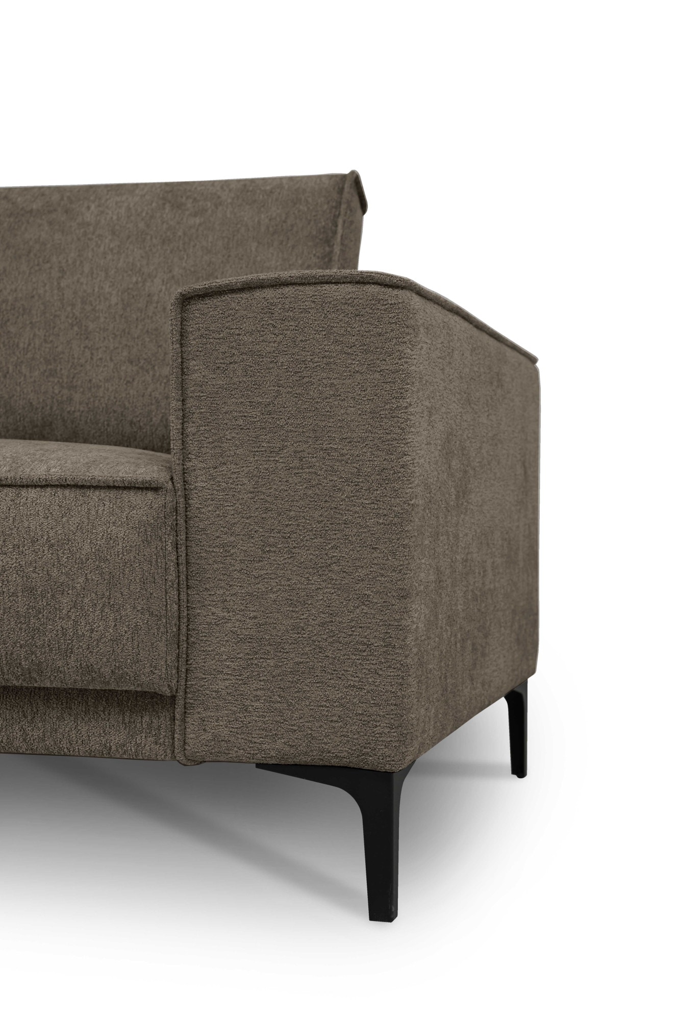 Places of Style Ecksofa »Polsterecke Oland, Struktur, Flachgewebe, Luxus-Microfaser, Boucle«, L-Form, 289 cm, Wellenunterfederung, Skandi-Design, Metallfüsse