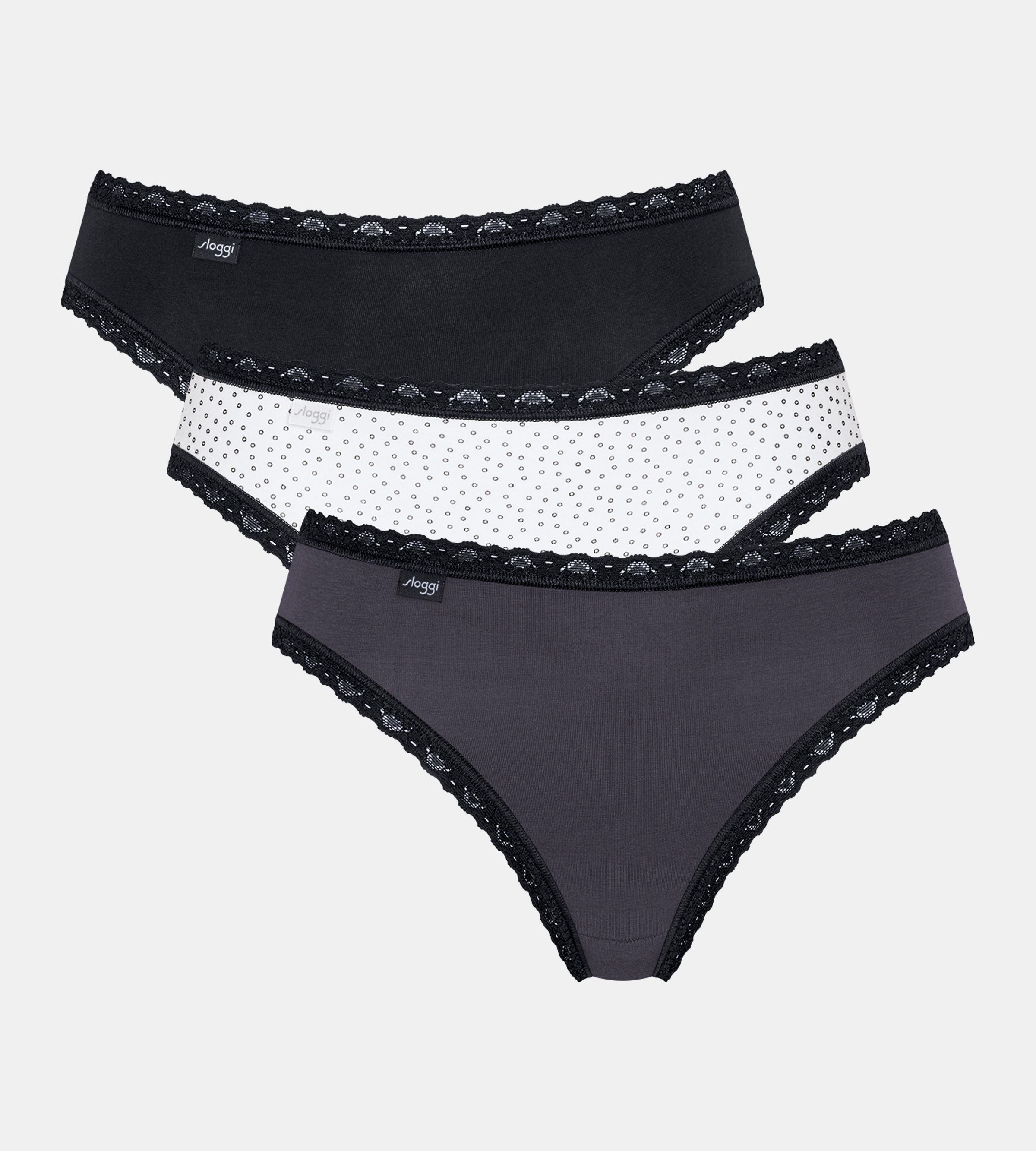sloggi Tai-Slip »24/7 Weekend« 3er Pack, mit flachen Spitzen-Kanten, elastisch, Baumwollmix, moderner Schnitt