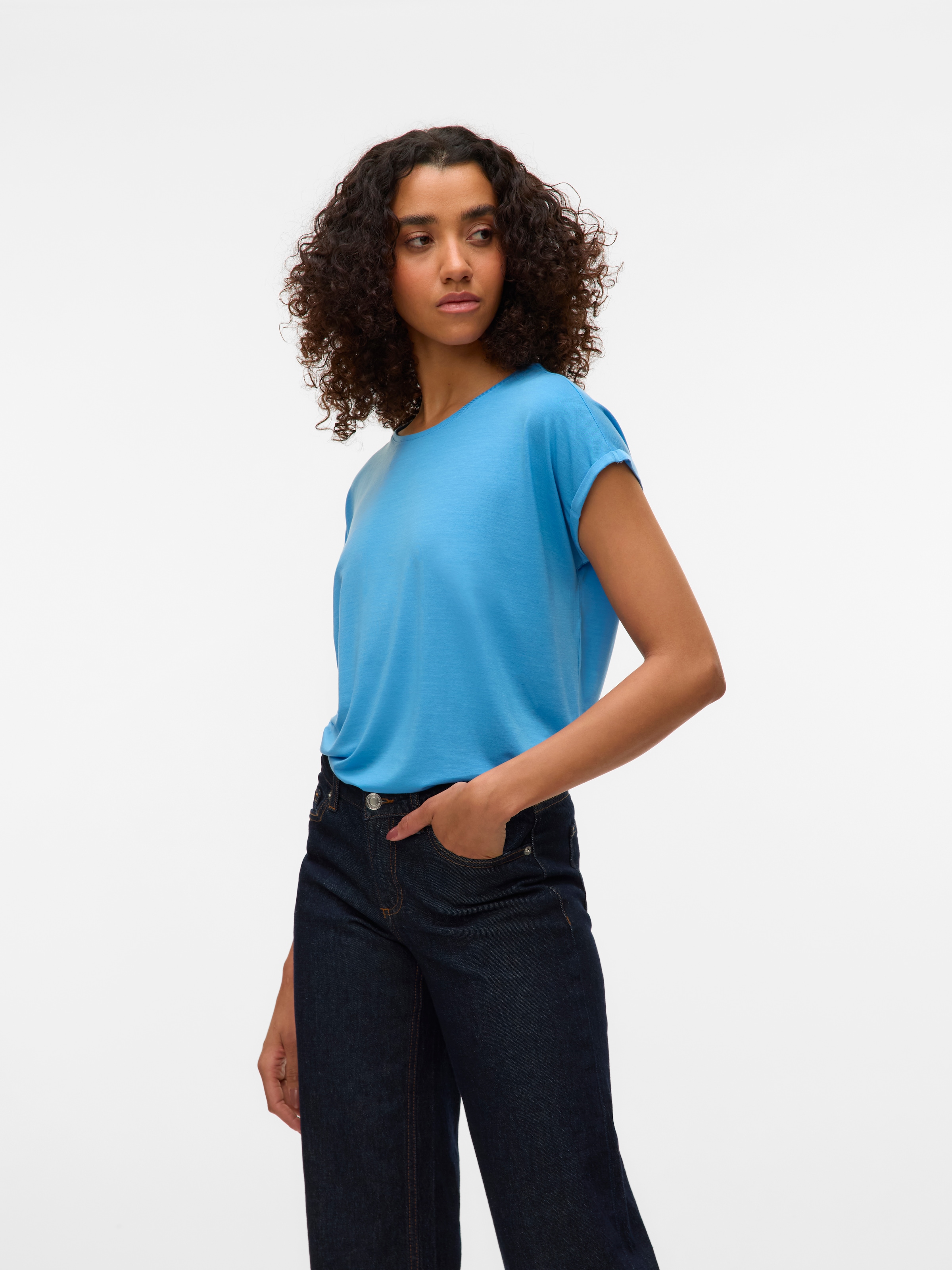 Vero Moda Rundhalsshirt »VMAVA PLAIN SS TOP GAJRS NOOS«