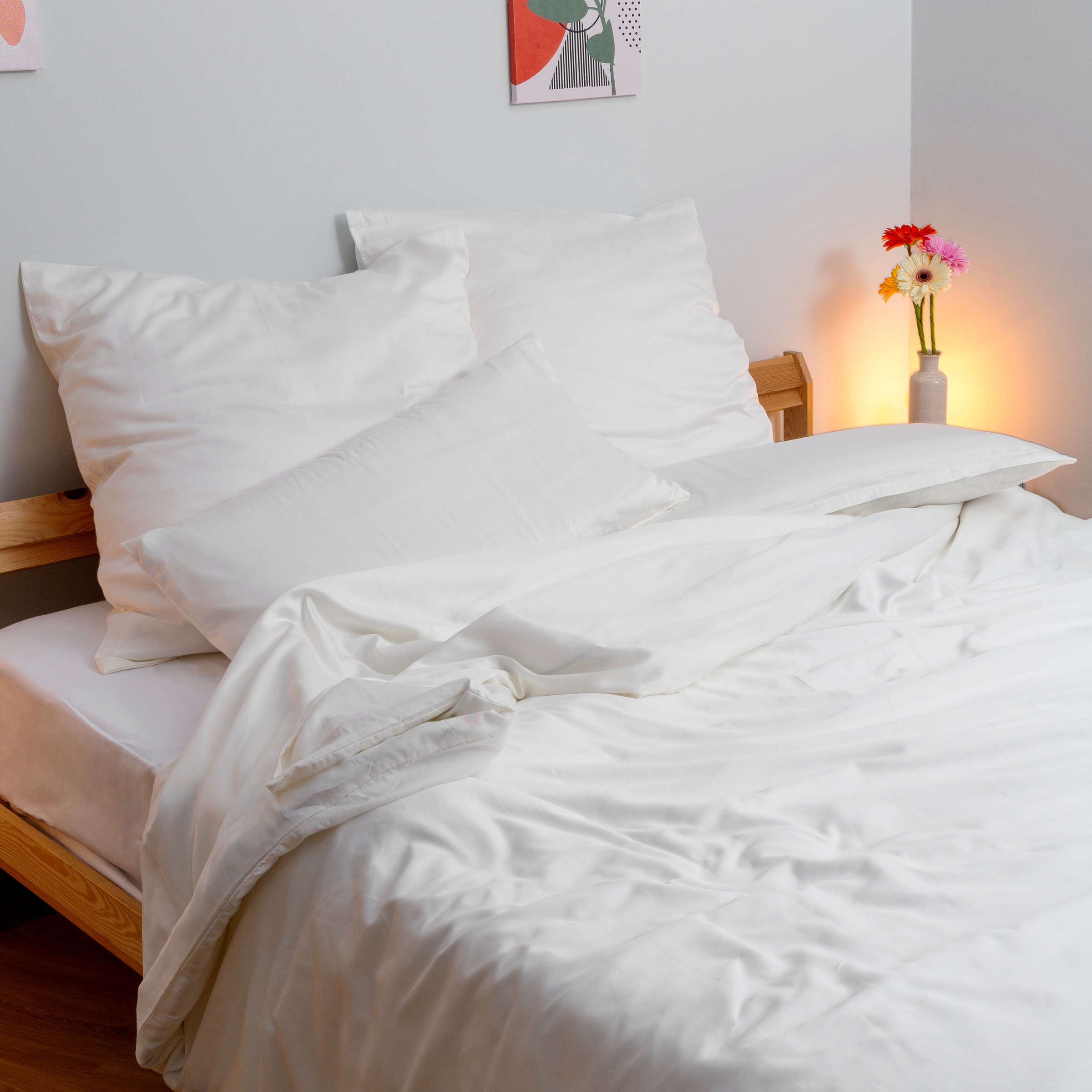 Wolkenfeld Kissenbezug "Mako-Satin Baumwolle Kopfkissenbezug - Premium Kissenbezug" Größe 80x80 und 40x80 cm; versteckter Reißverschluss
