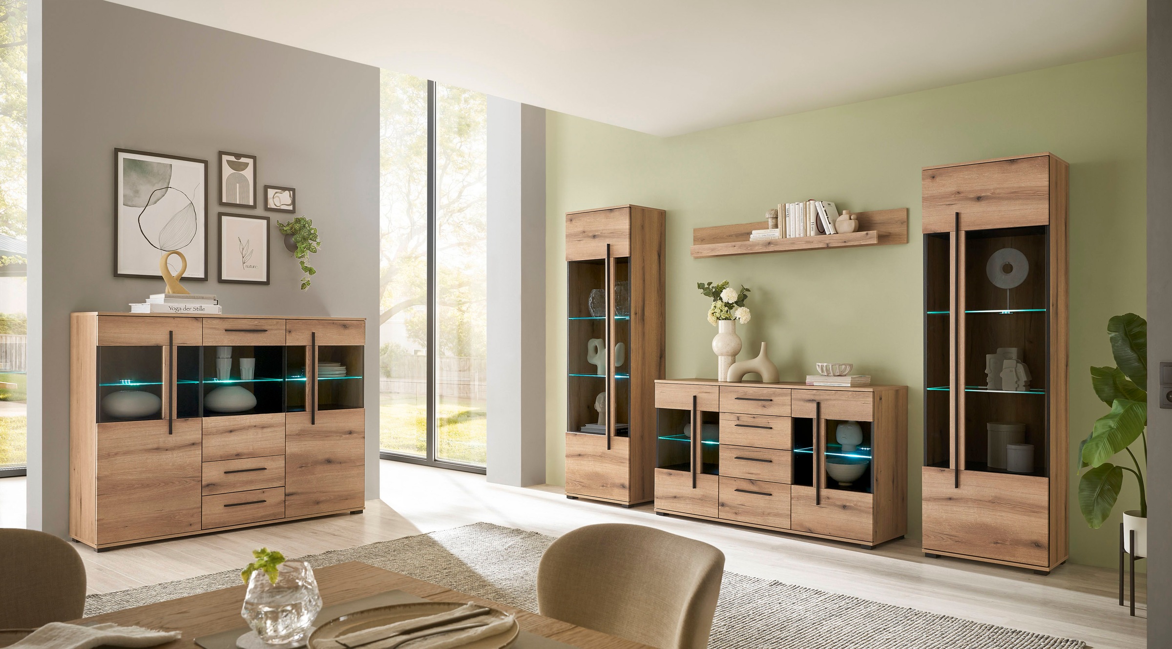 INOSIGN Wohnwand »Cantara«, (Set), enthält zwei Vitrinen, ein Sideboard und ein Wandboard