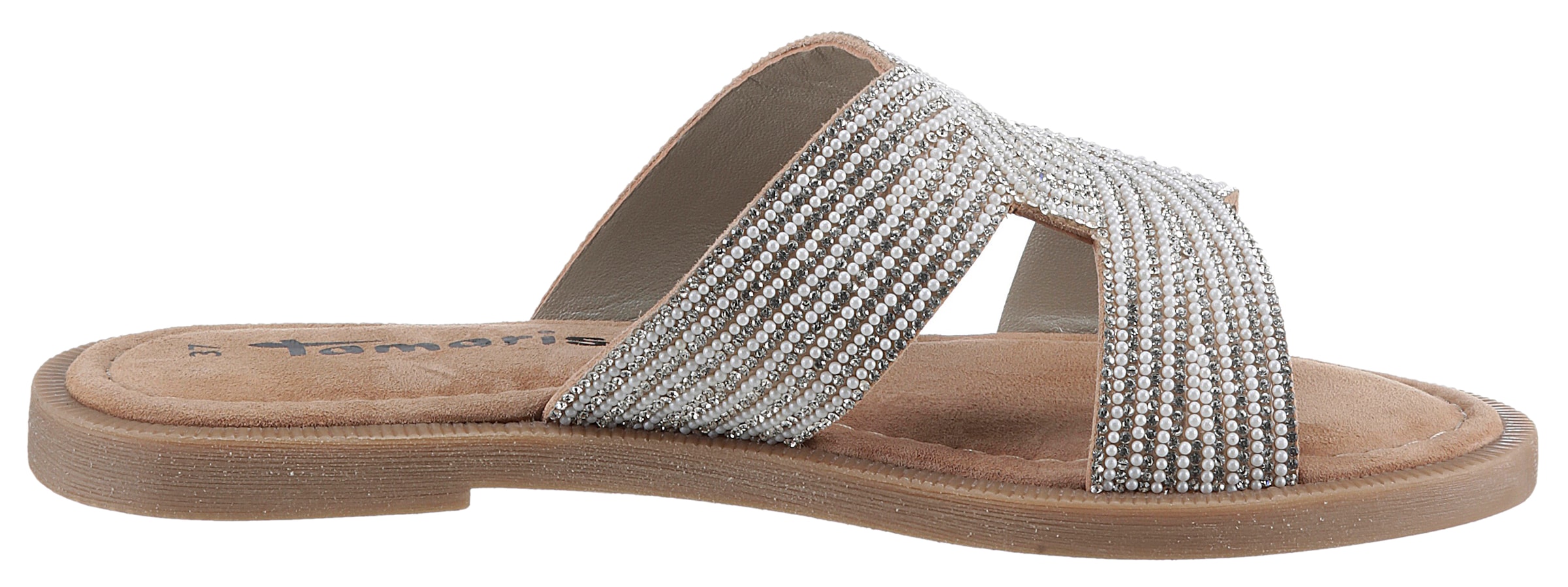 Tamaris Pantolette, Blockabsatz, Festtagsschuh, Sommerschuh in funkelnder Optik