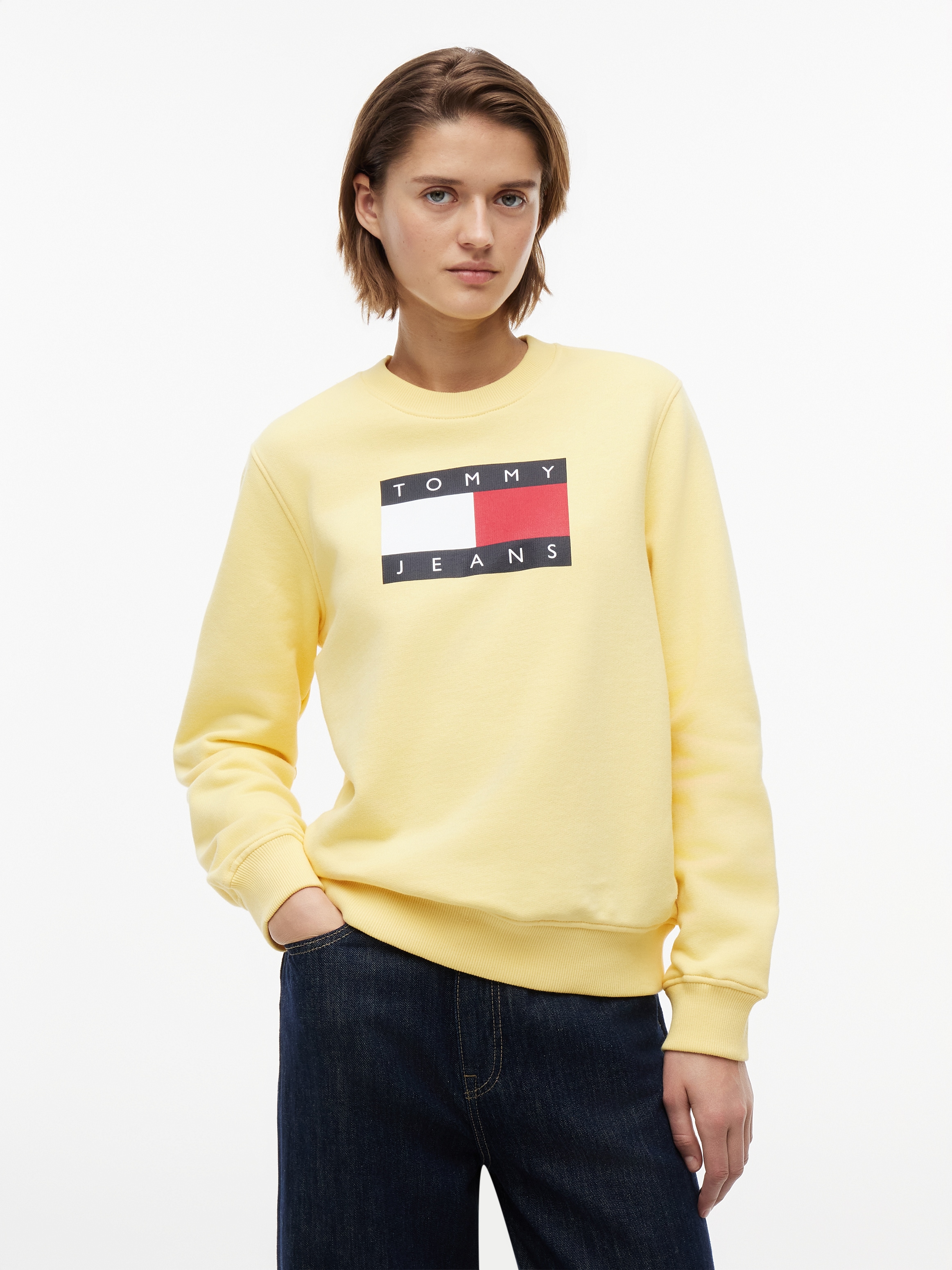Tommy Jeans Sweatshirt "TJW REG TJ FLAG CREW", Baumwolle, Logodruck