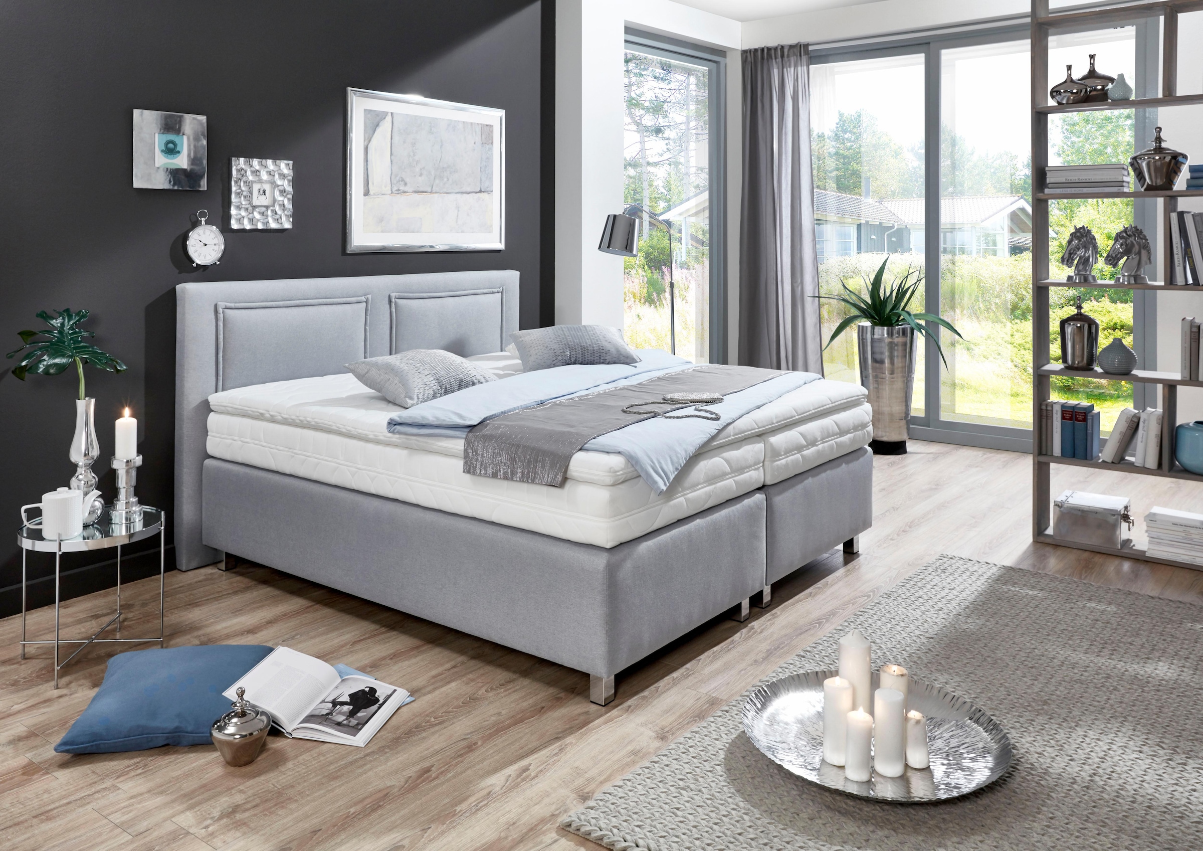 Westfalia Schlafkomfort Boxspringbett inkl. Kaltschaum-Topper und Zierkissen