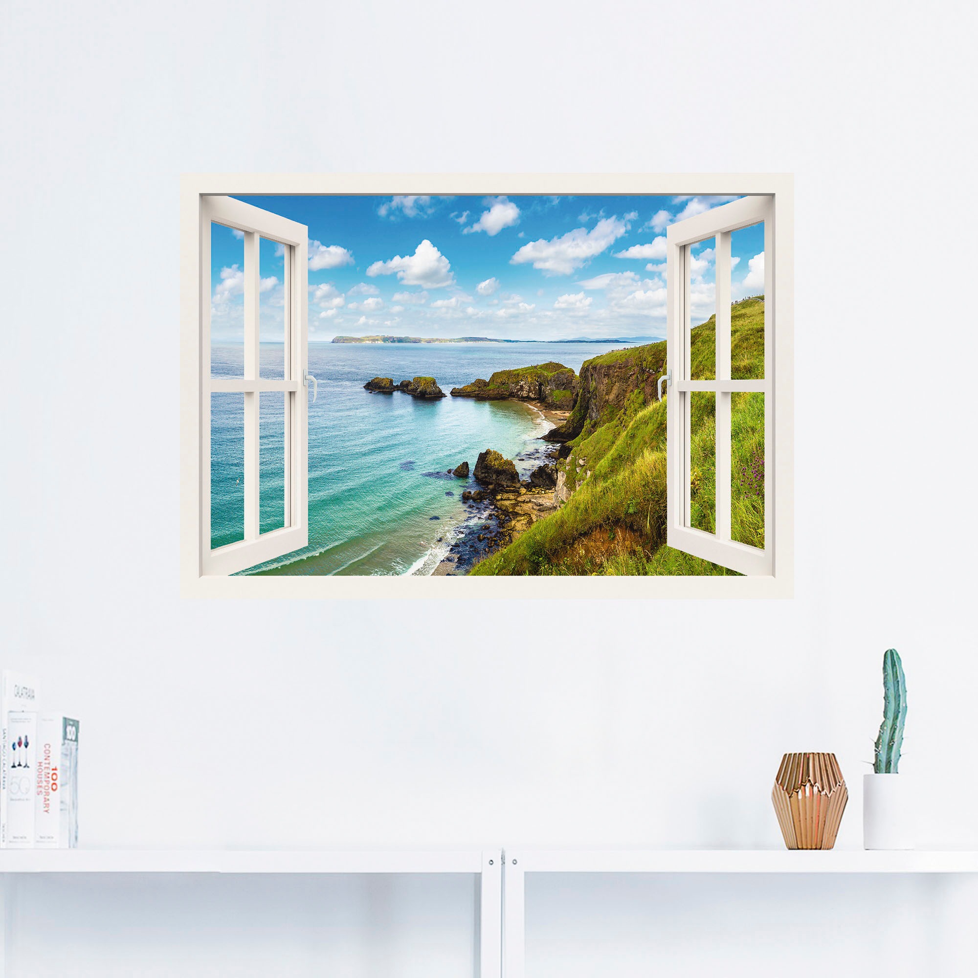 Artland Wandbild »Küstenweg in Nordirland durchs Fenster«, Meer Bilder, (1  St.), als Leinwandbild, Wandaufkleber oder Poster in versch. Grössen online  bestellen | Jelmoli-Versand