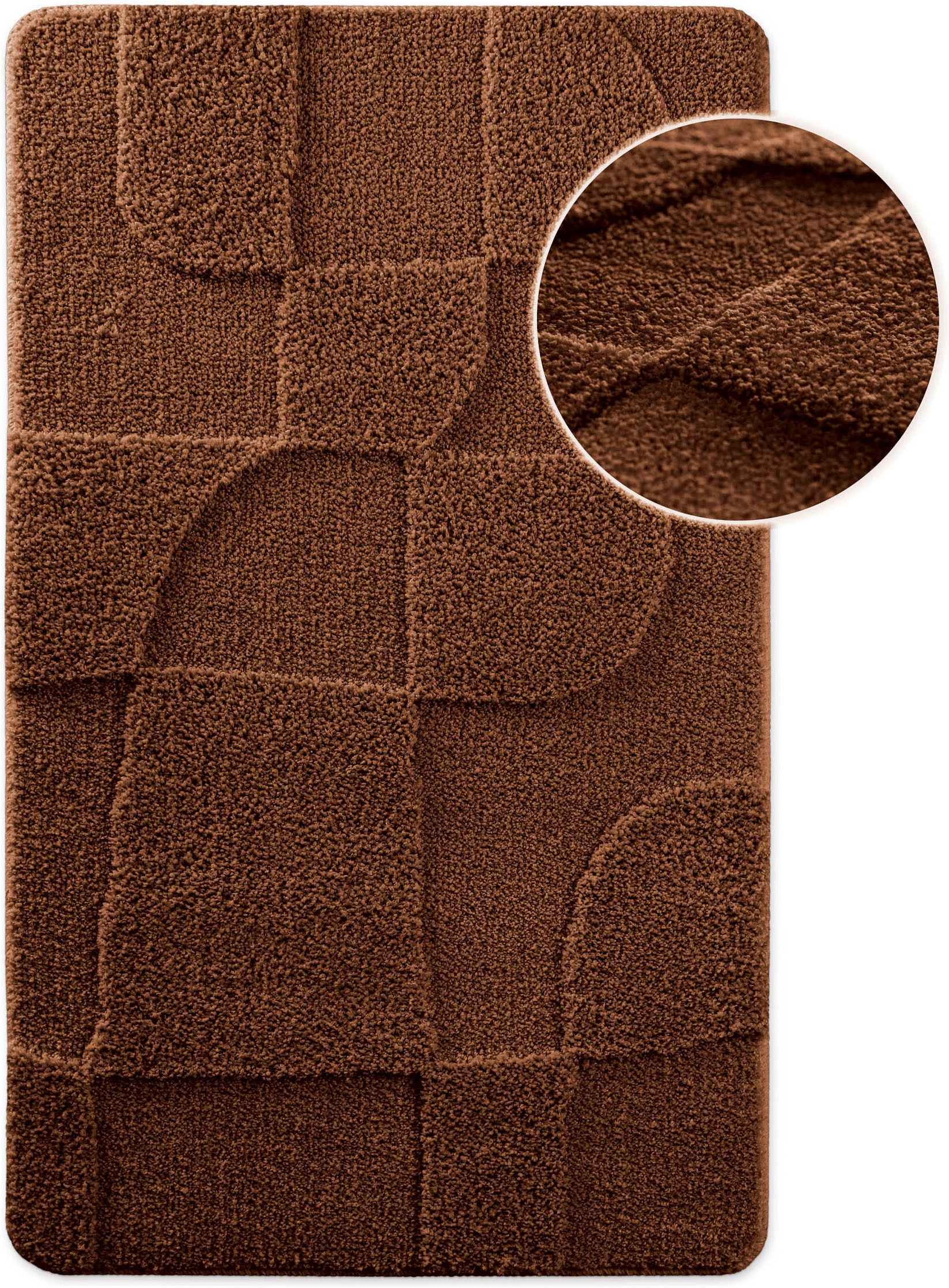 Wecon home Badematte "Davie" Höhe 25 mm rutschhemmend beschichtet schnell trocknend Badteppich, Hoch-Tief-Effekt, weich, rutschhemmend, waschbar, getuftet