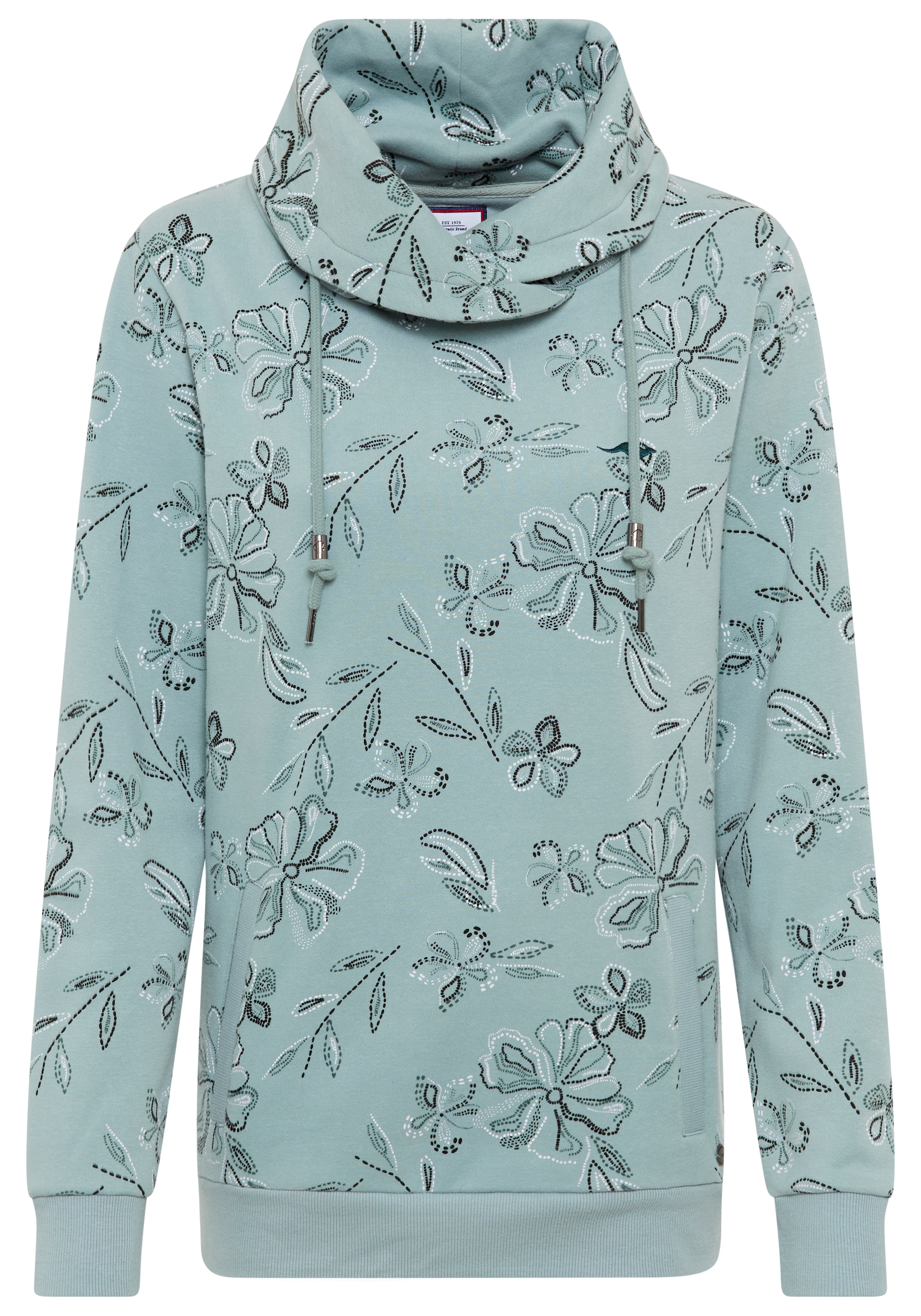 KangaROOS Sweatshirt, mit hohem kuscheligen Kragen und Alloverdruck