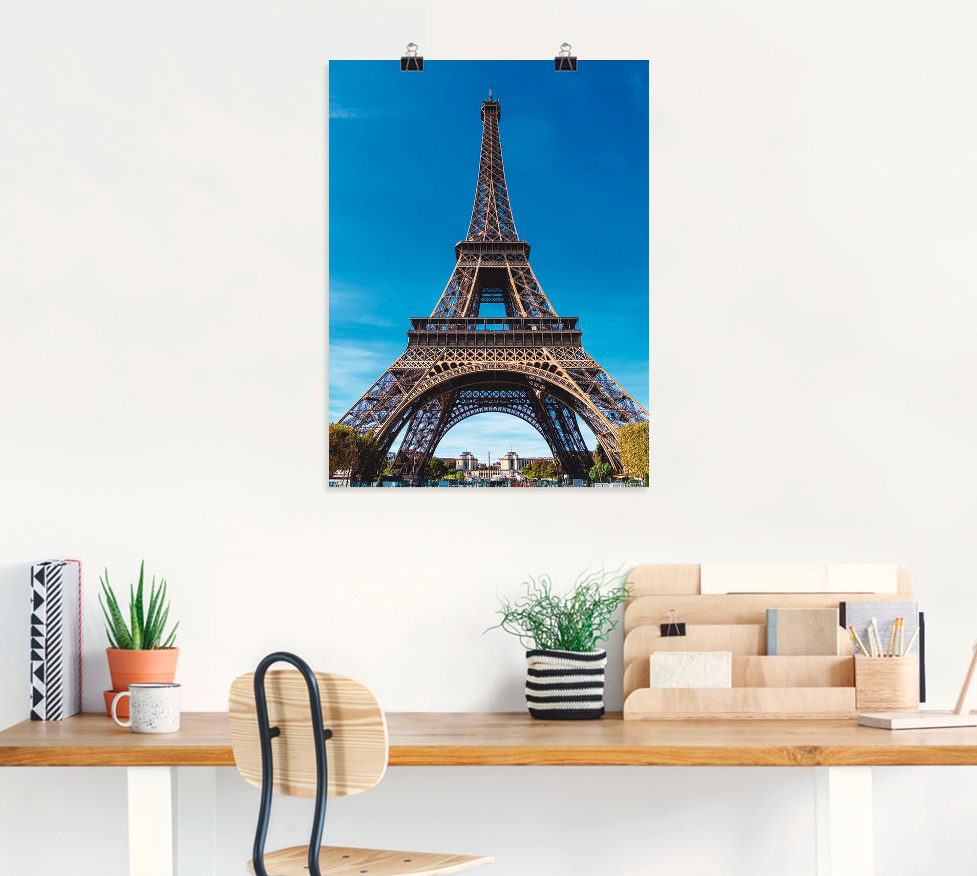 Artland Poster »Blick auf den Eiffelturm in Paris II«, Gebäude, (1 St.), als Alubild, Leinwandbild, Wandaufkleber oder Poster in versch. Grössen