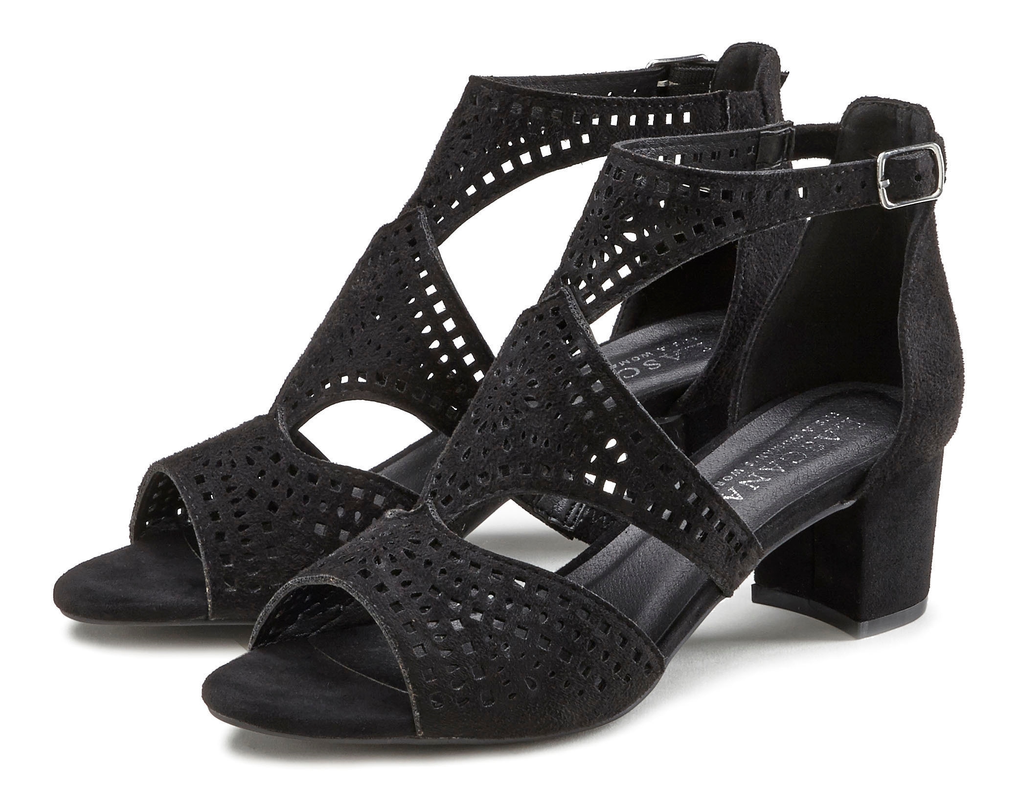 LASCANA Riemchensandalette »Sommerschuh«, Sandalette, Sommerschuh mit Cut-Outs und bequemen Blockabsatz VEGAN