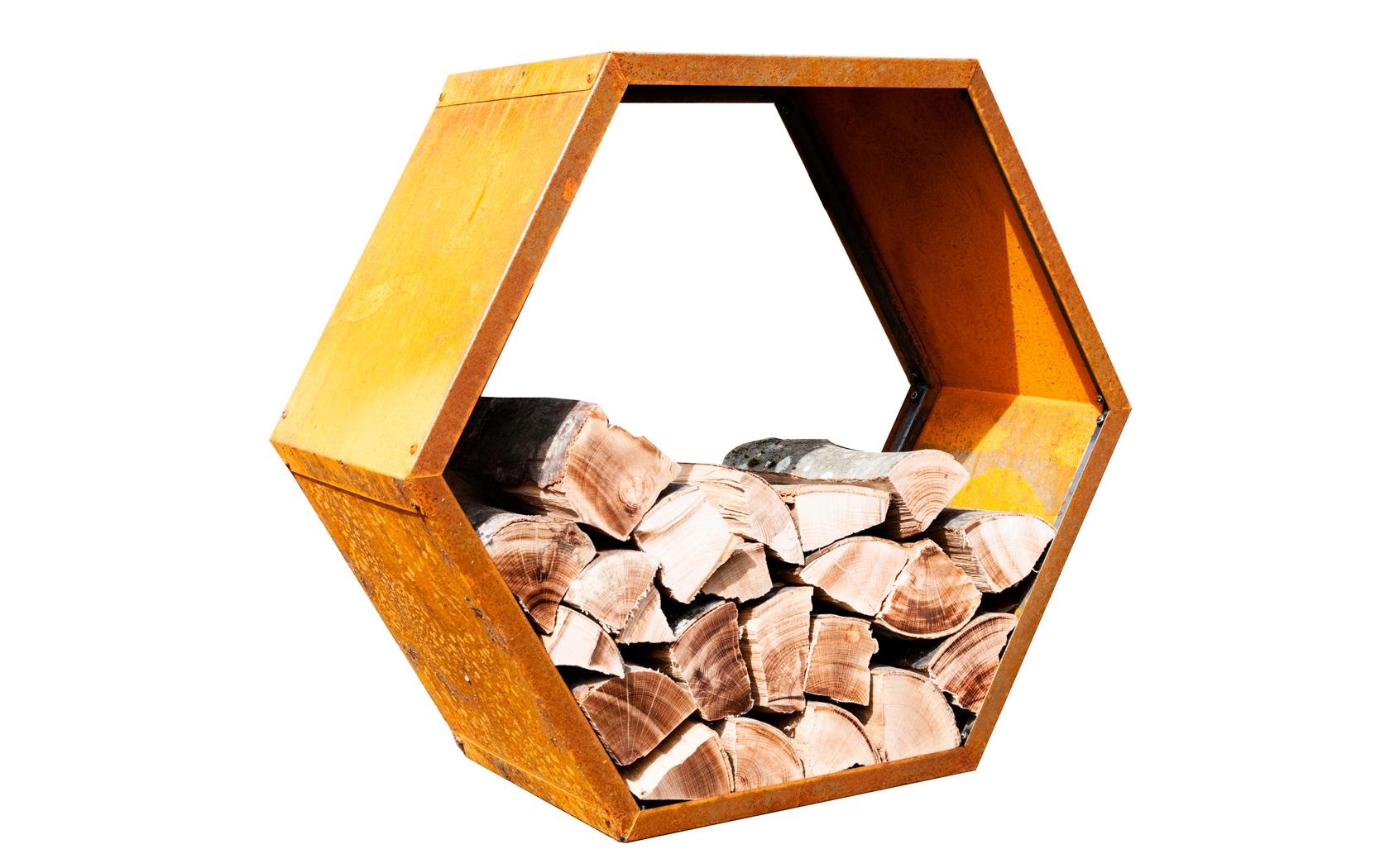 Innovesta Kaminholzregal »Corten, Rostbraun, Hexagon«