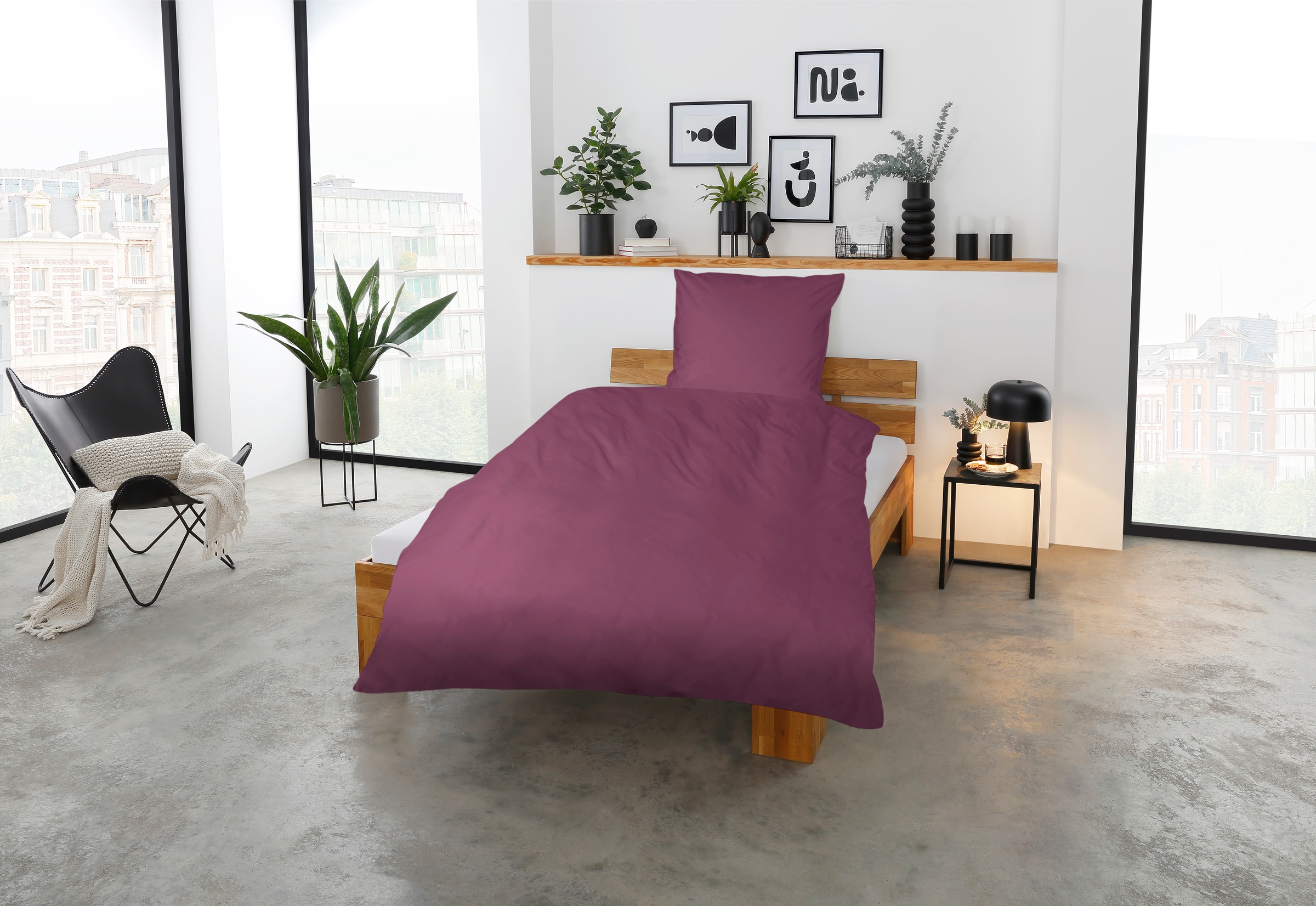 CASATEX Bettwäsche "Uni" 3 Stk. Uni Design, Reißverschluss, tolle Farben