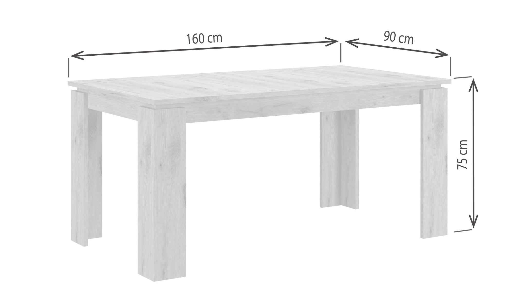 INOSIGN Esstisch »Kalmar, rechteckig, 160 cm ausziehbar auf 200 cm, inkl. Einlegeplatte«, Esszimmertisch, Tisch, Küchentisch, dining table